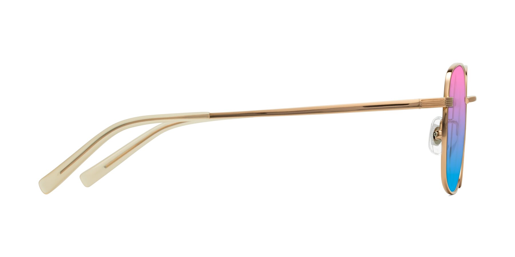 Side of Newman in Rose Gold with Pink / Blue Gradient Lenses
