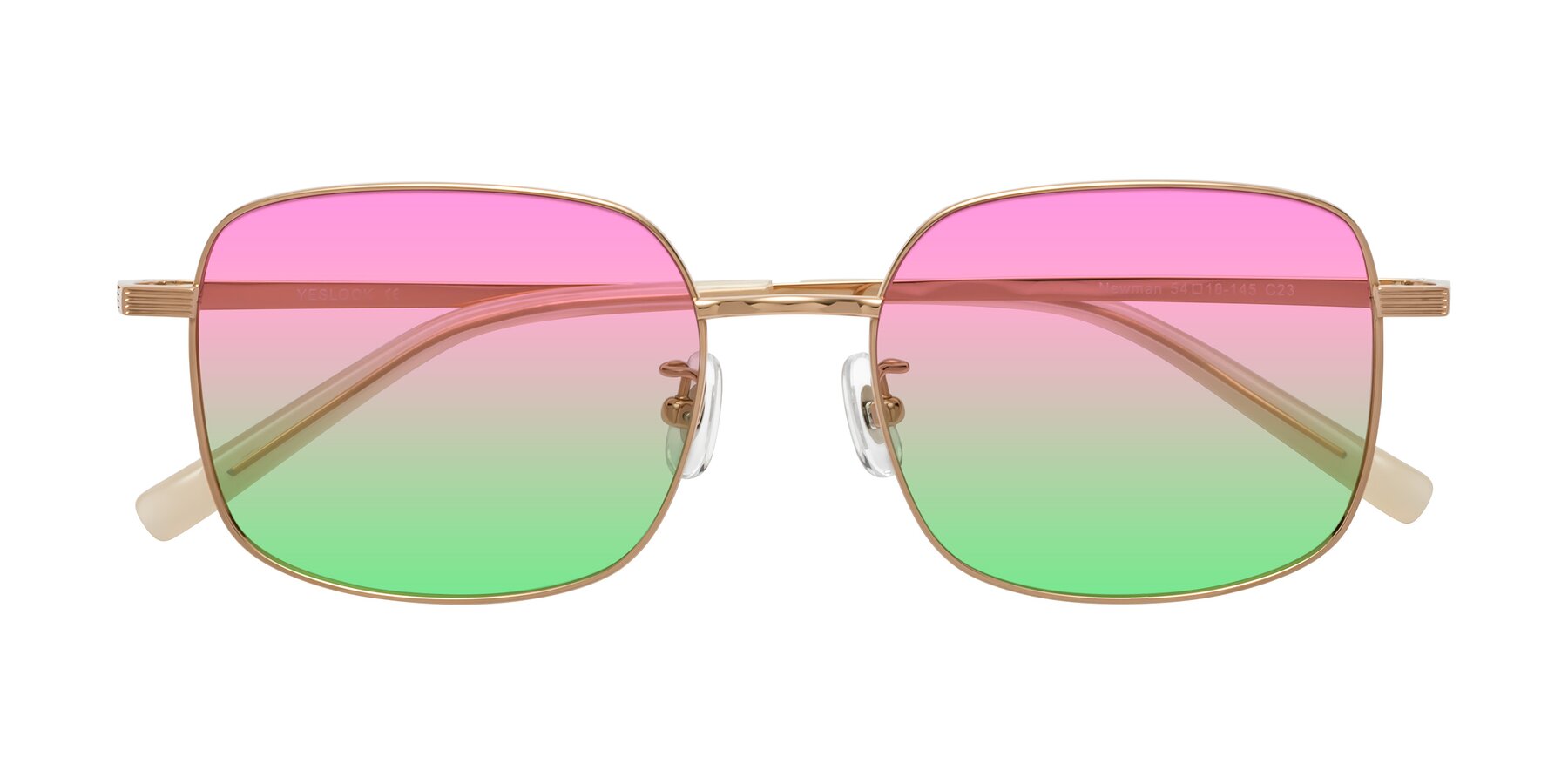 Folded Front of Newman in Rose Gold with Pink / Green Gradient Lenses