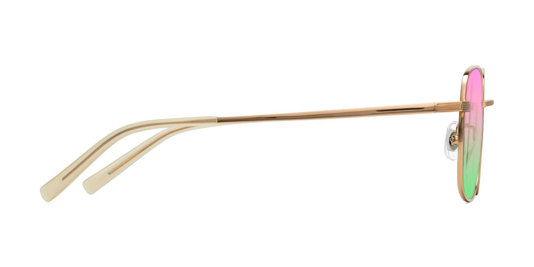 Side of Newman in Rose Gold with Pink / Green Gradient Lenses
