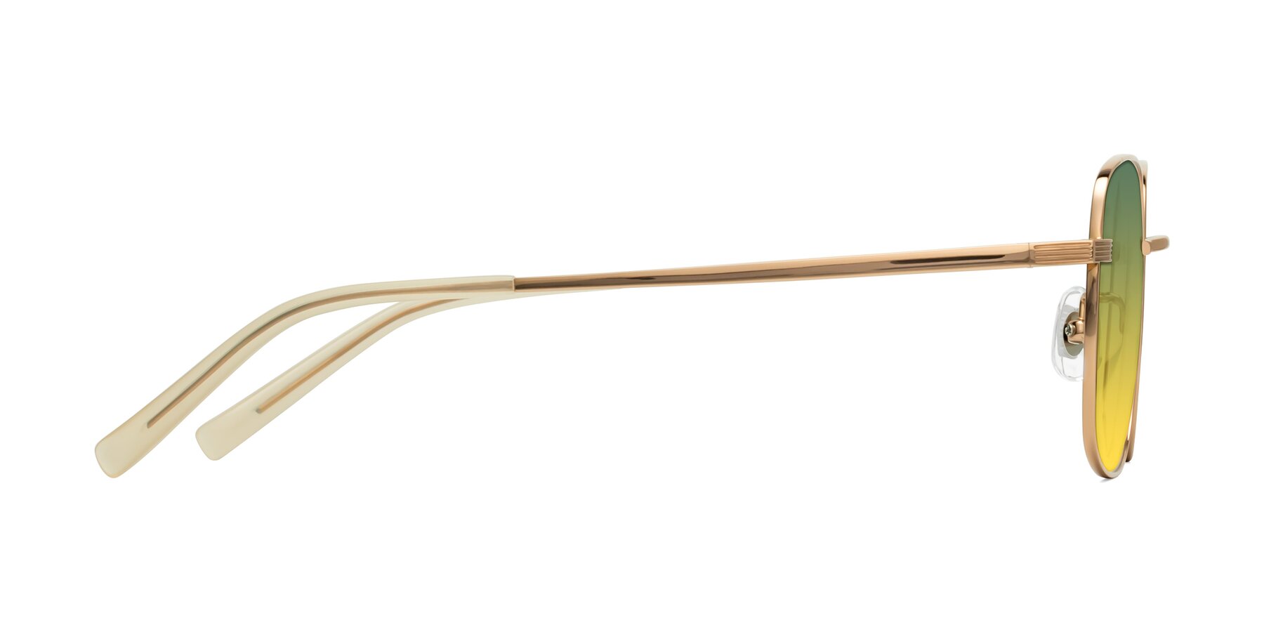 Side of Newman in Rose Gold with Green / Yellow Gradient Lenses