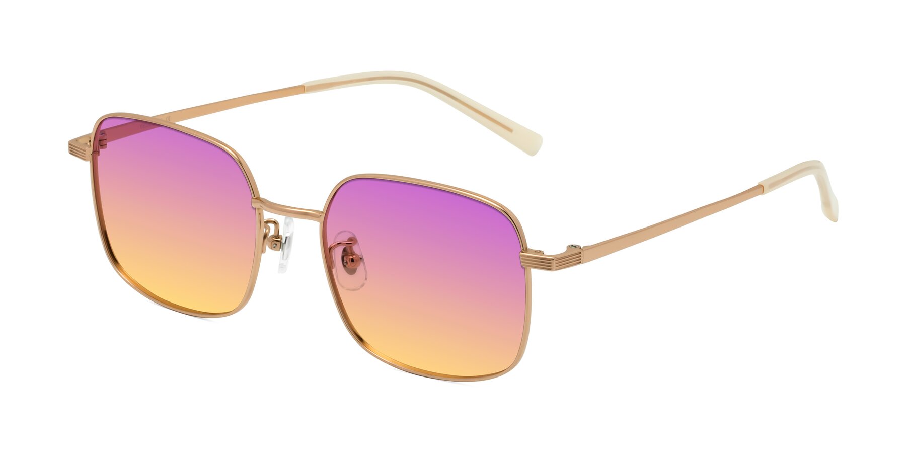 Angle of Newman in Rose Gold with Purple / Yellow Gradient Lenses