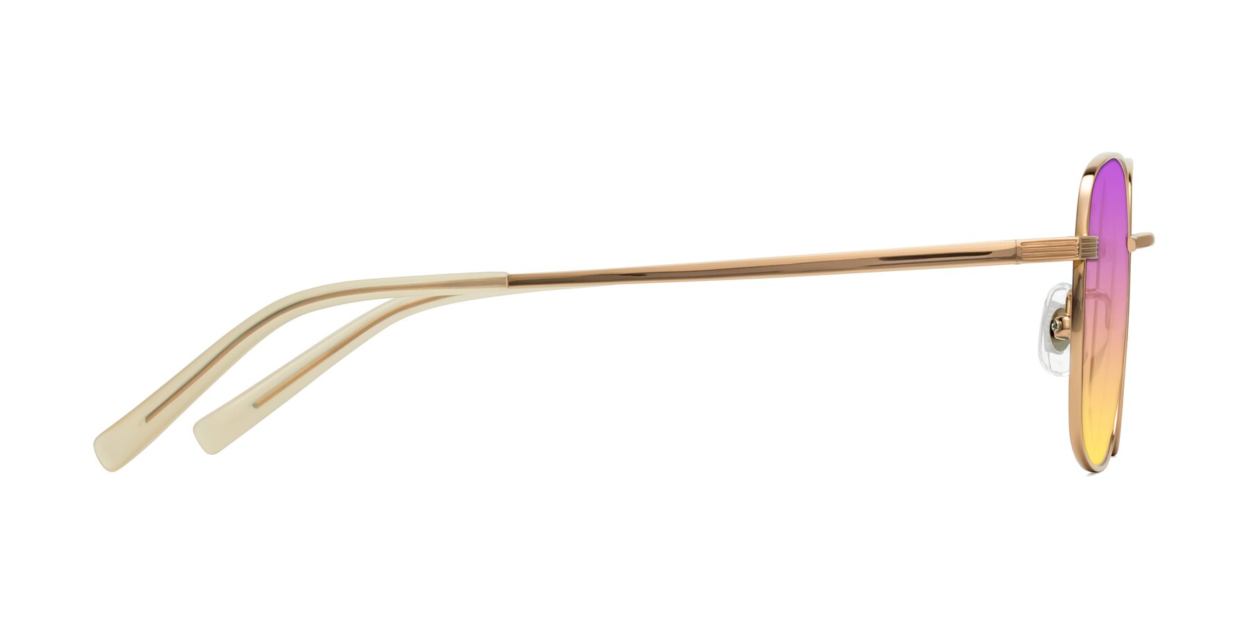 Side of Newman in Rose Gold with Purple / Yellow Gradient Lenses