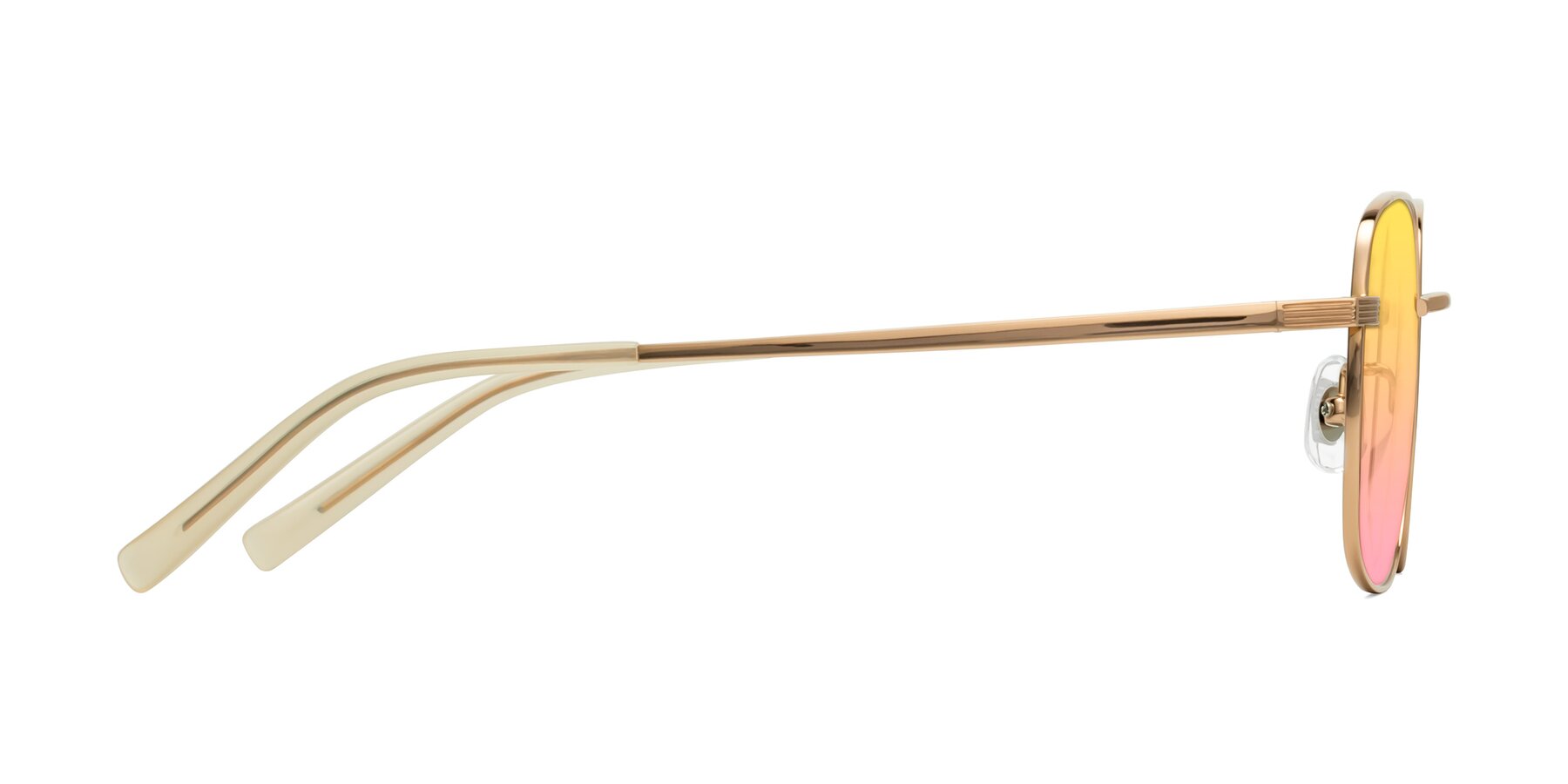 Side of Newman in Rose Gold with Yellow / Pink Gradient Lenses