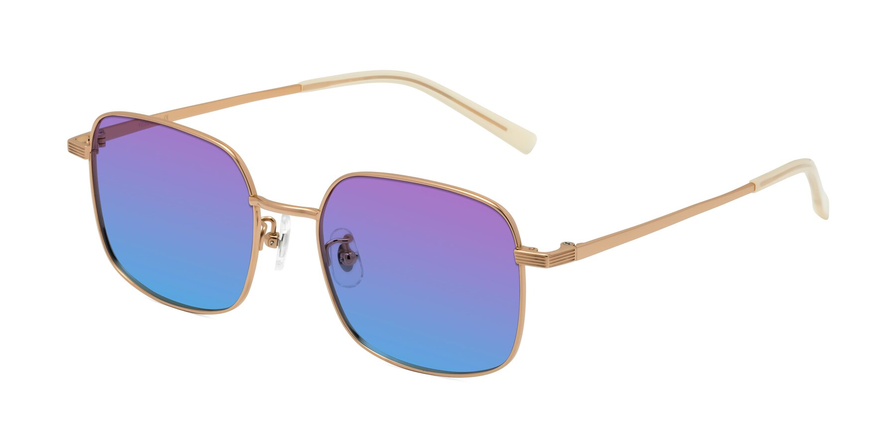 Angle of Newman in Rose Gold with Purple / Blue Gradient Lenses