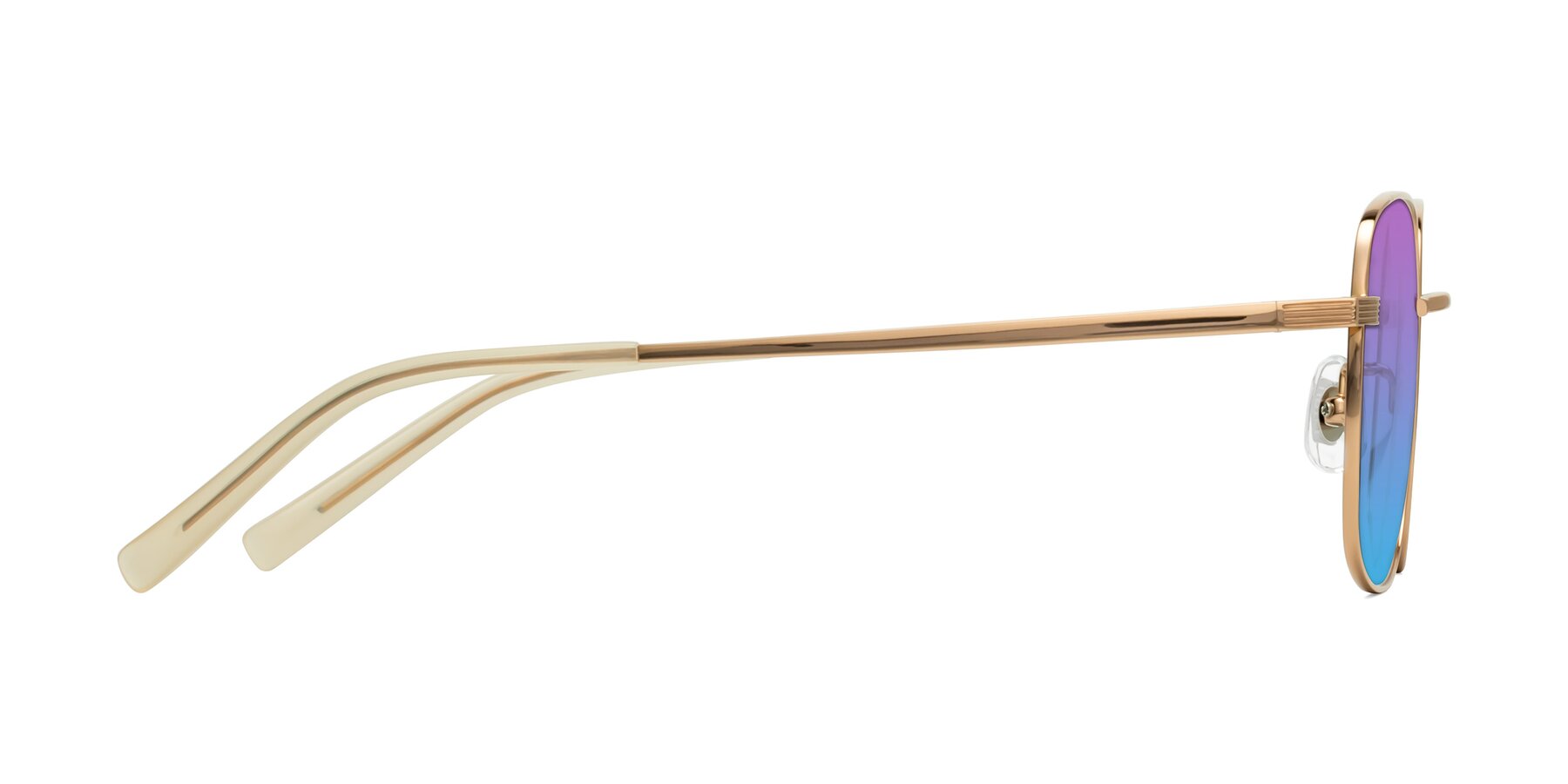 Side of Newman in Rose Gold with Purple / Blue Gradient Lenses