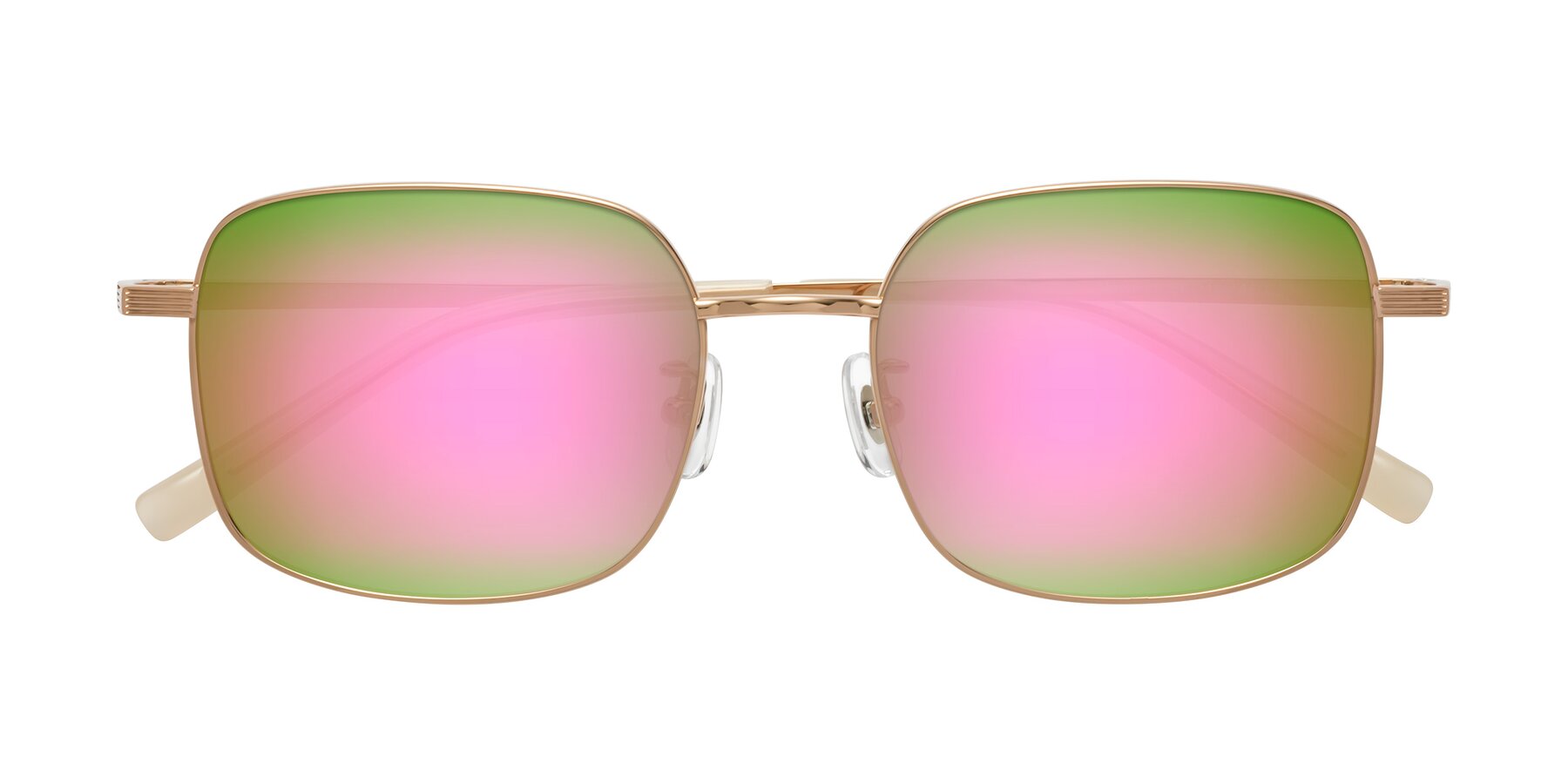 Folded Front of Newman in Rose Gold with Pink Mirrored Lenses