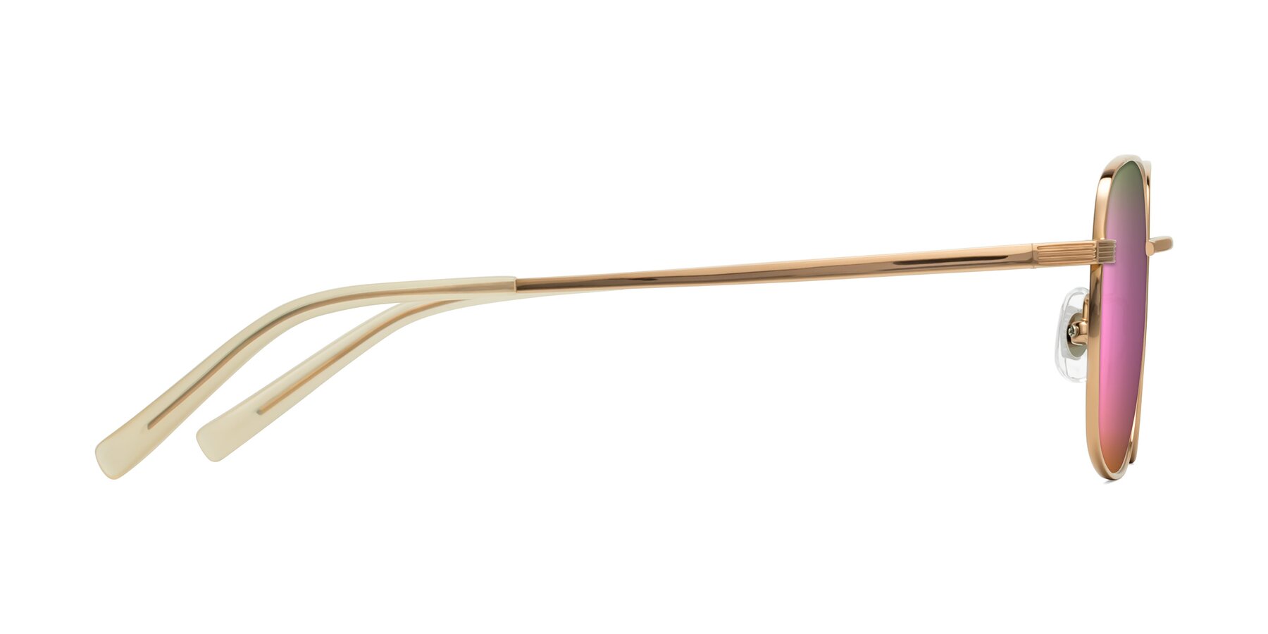 Side of Newman in Rose Gold with Pink Mirrored Lenses