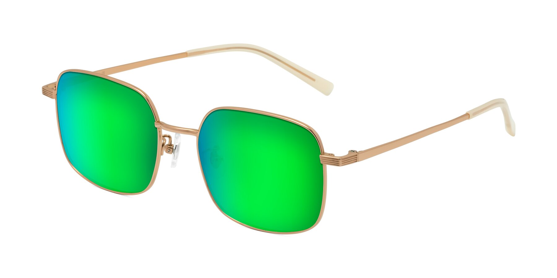 Angle of Newman in Rose Gold with Green Mirrored Lenses