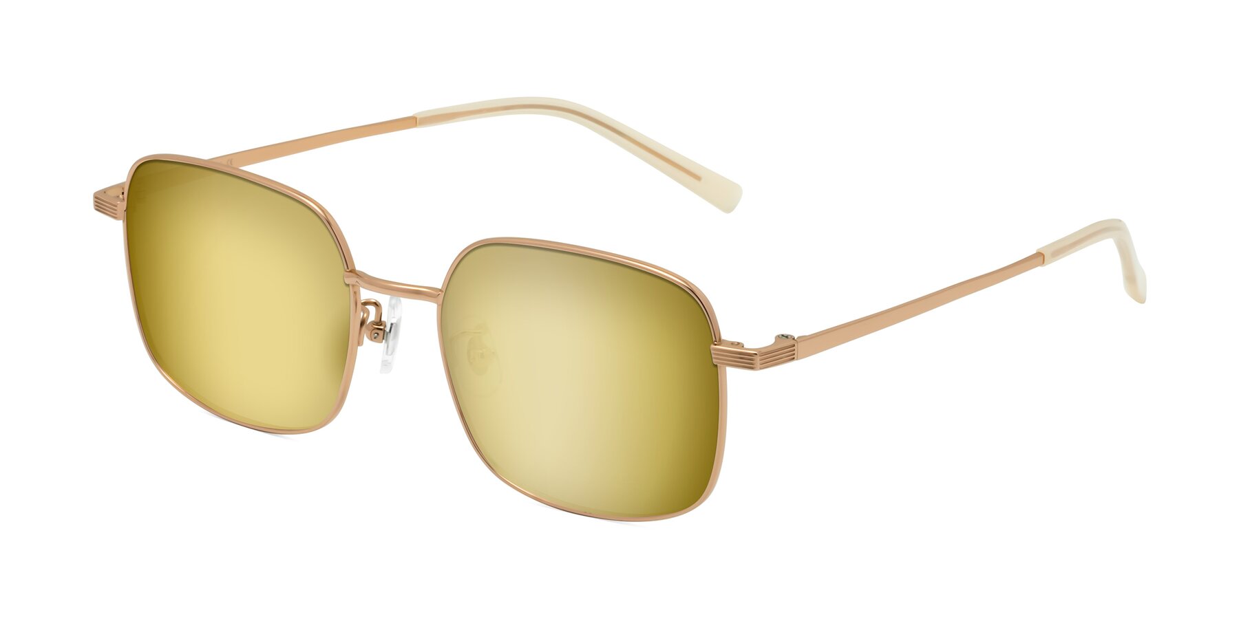 Angle of Newman in Rose Gold with Gold Mirrored Lenses