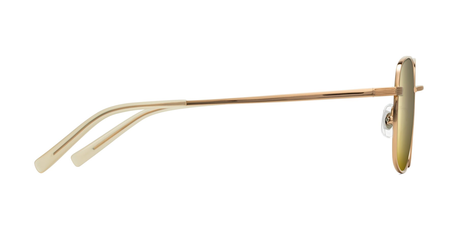 Side of Newman in Rose Gold with Gold Mirrored Lenses