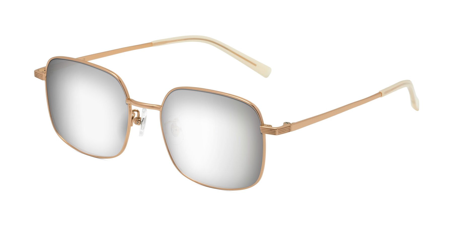 Angle of Newman in Rose Gold with Silver Mirrored Lenses