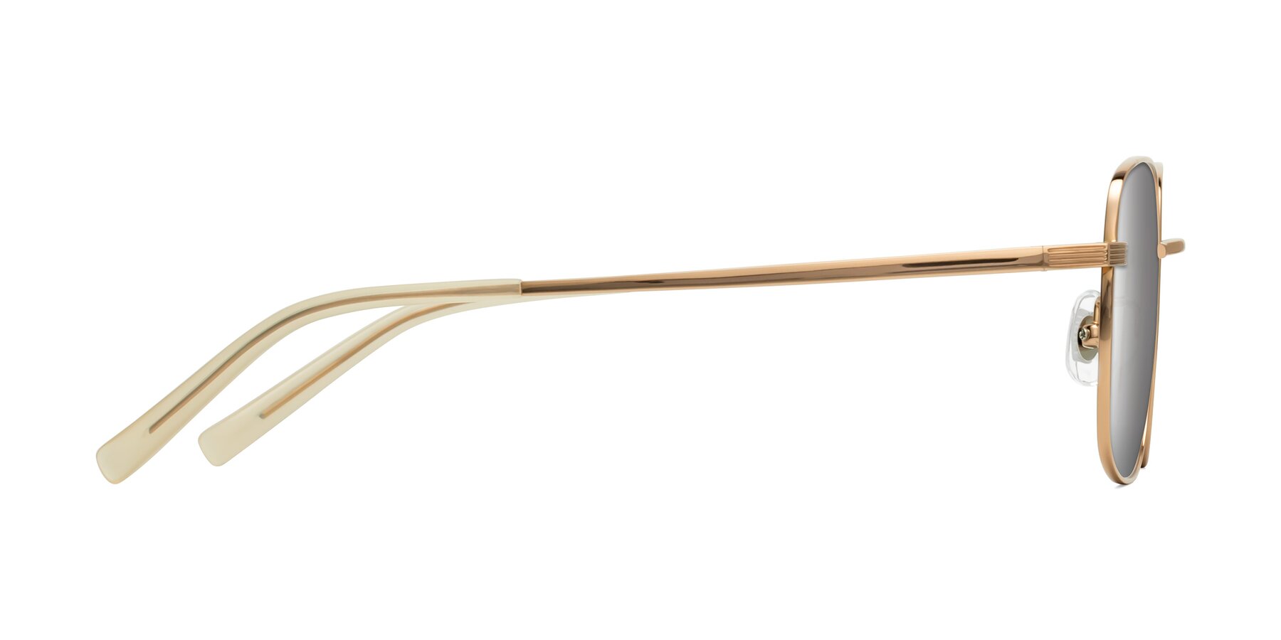 Side of Newman in Rose Gold with Silver Mirrored Lenses