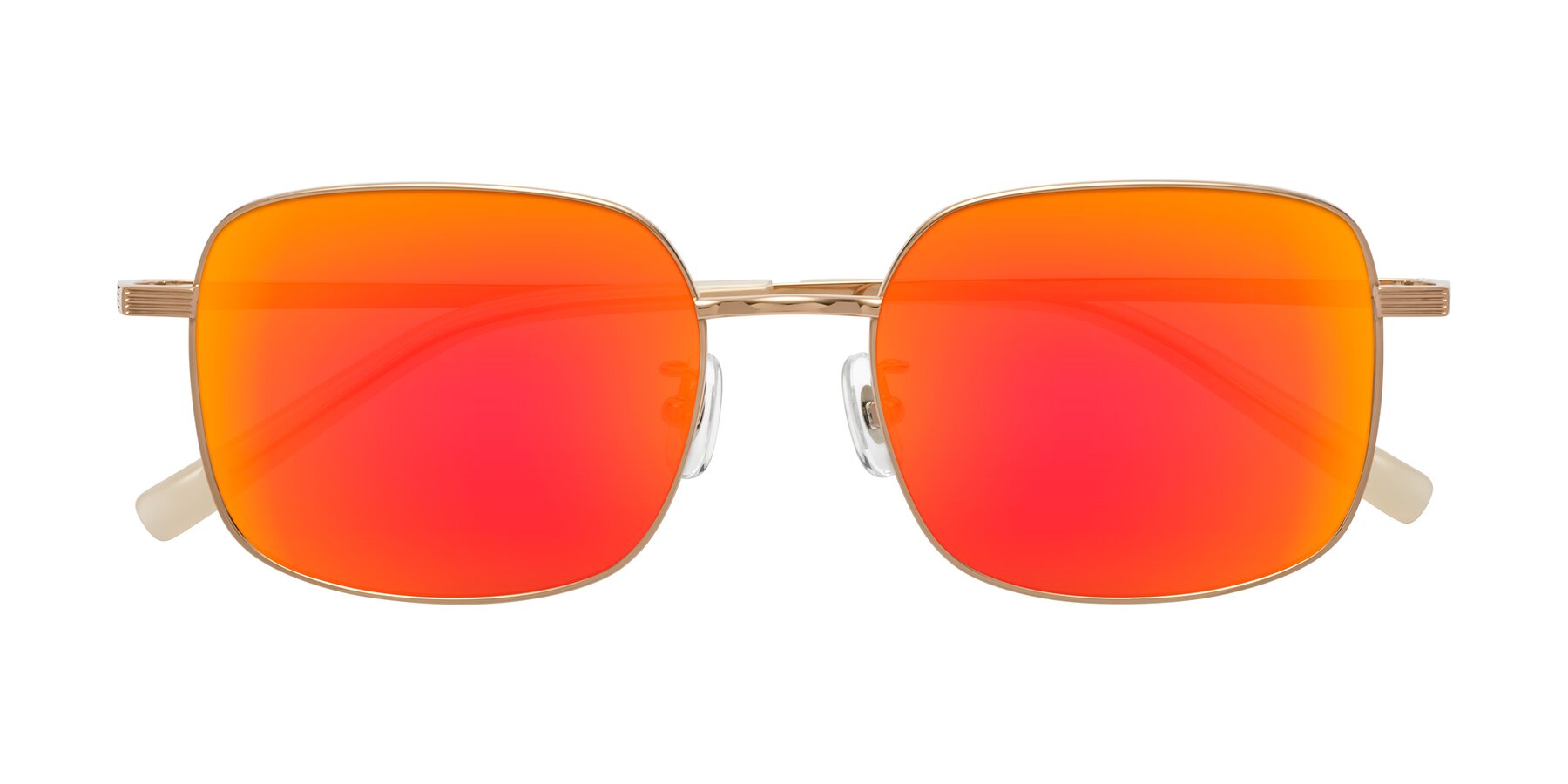 Folded Front of Newman in Rose Gold with Red Gold Mirrored Lenses