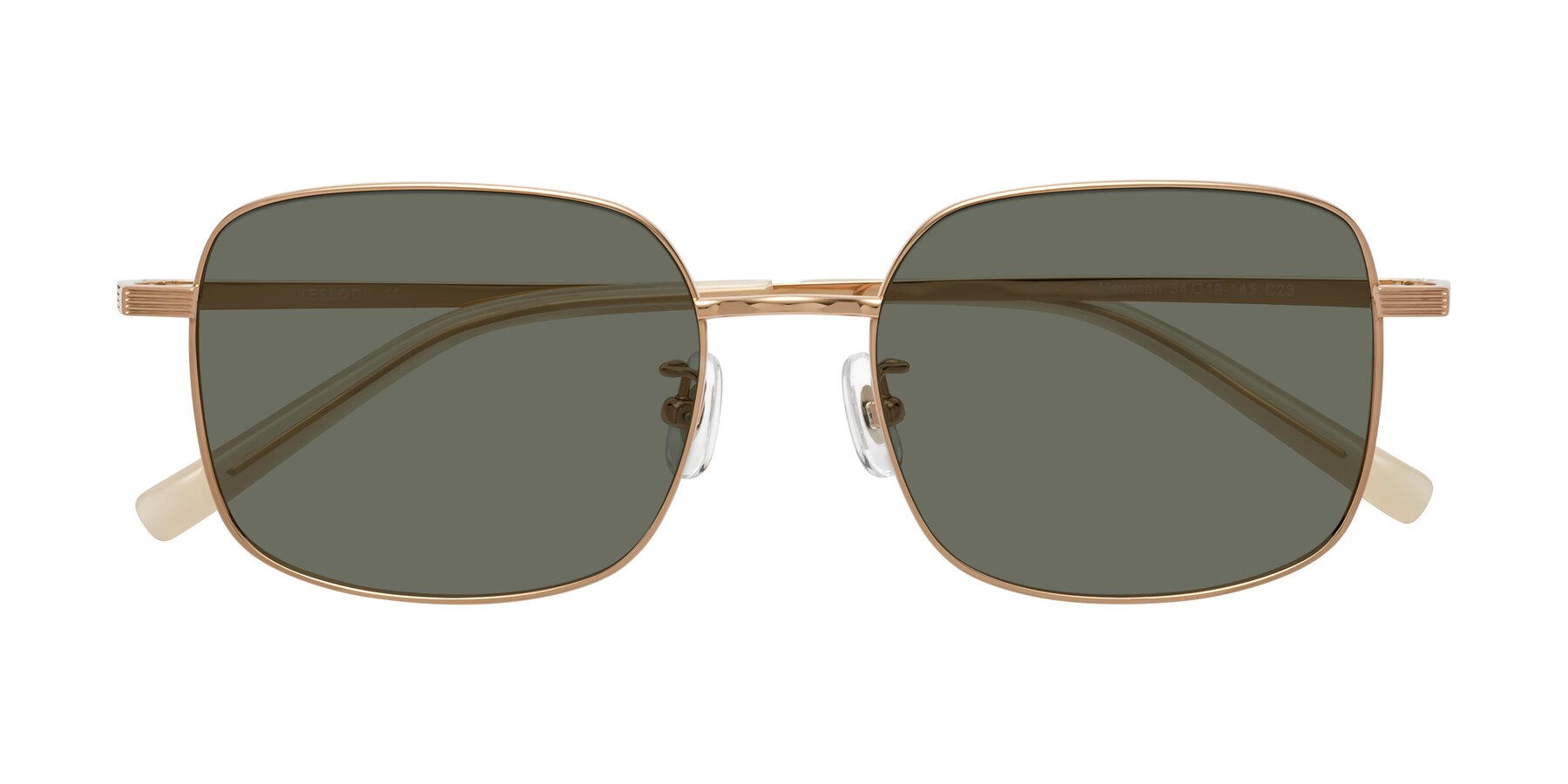 Folded Front of Newman in Rose Gold with Gray Polarized Lenses