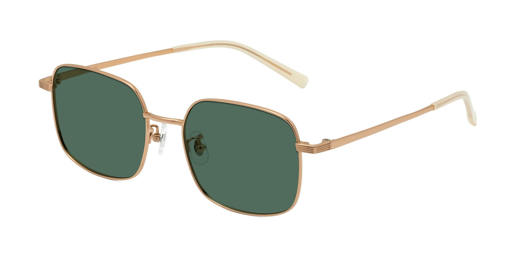 Angle of Newman in Rose Gold with Green Polarized Lenses