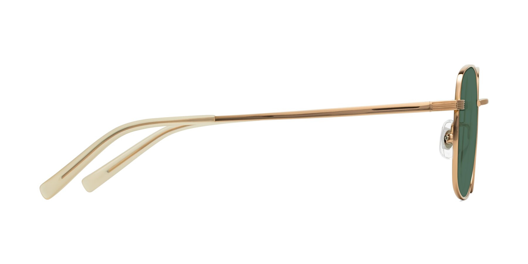 Side of Newman in Rose Gold with Green Polarized Lenses