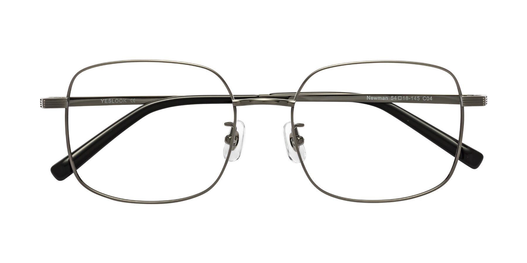 Folded Front of Newman in Gunmetal with Clear Eyeglass Lenses