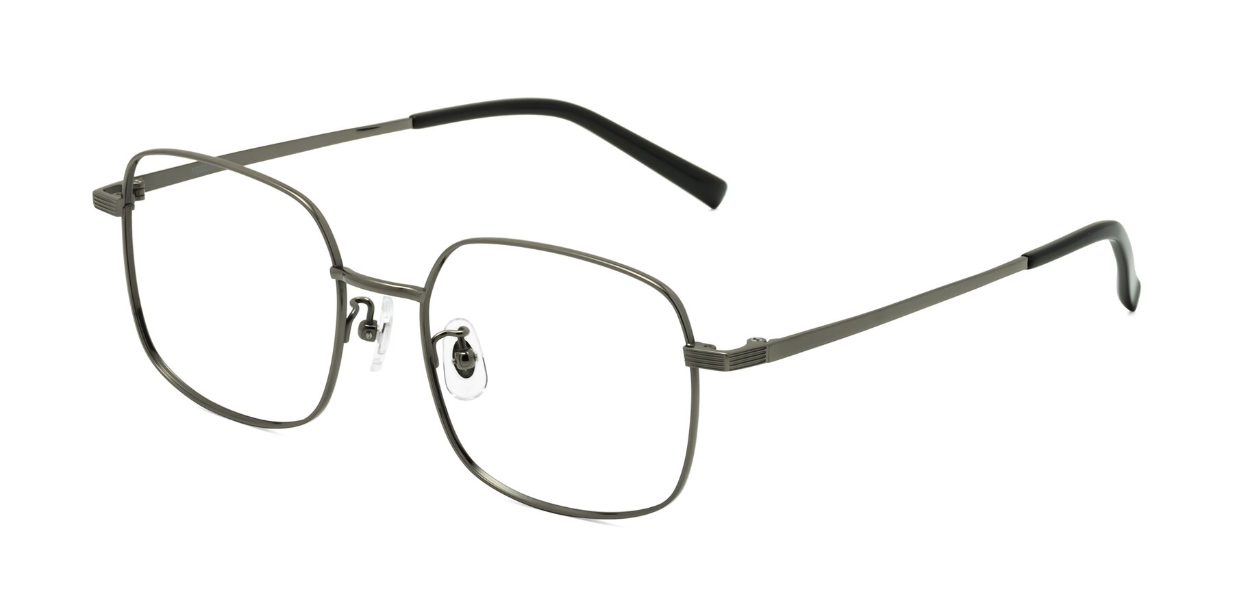 Angle of Newman in Gunmetal with Clear Eyeglass Lenses