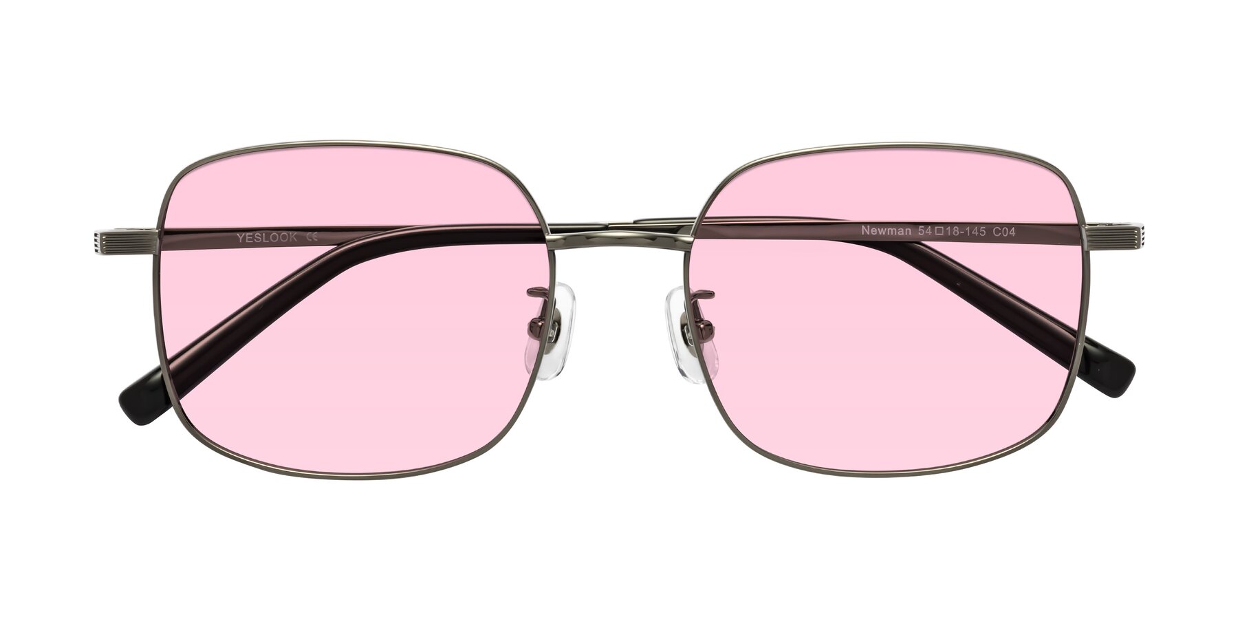 Folded Front of Newman in Gunmetal with Light Pink Tinted Lenses