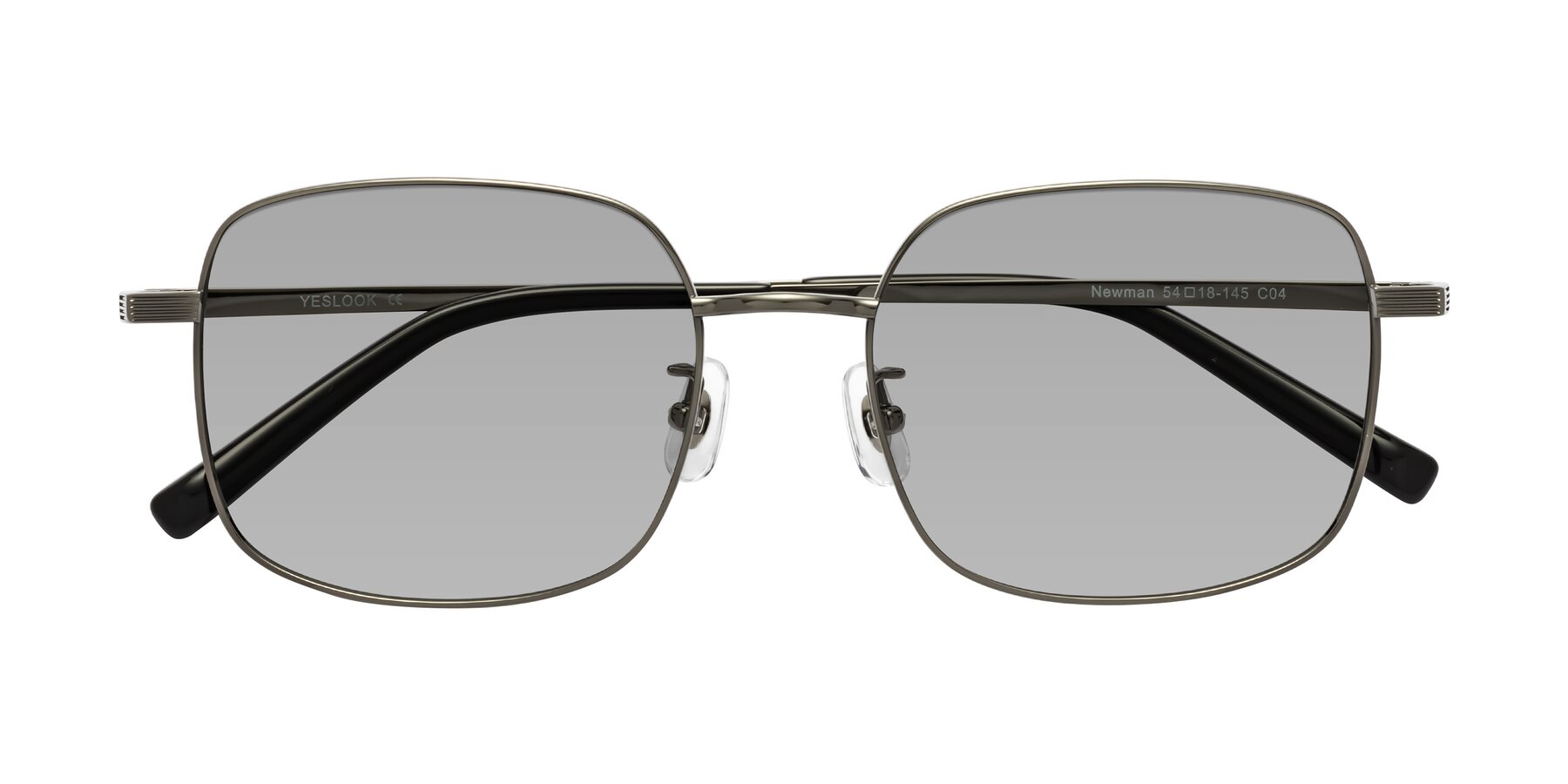 Folded Front of Newman in Gunmetal with Light Gray Tinted Lenses