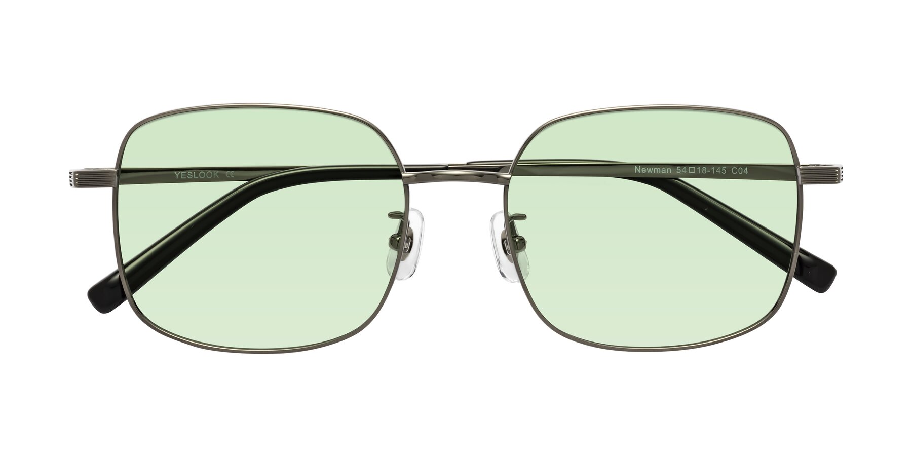 Folded Front of Newman in Gunmetal with Light Green Tinted Lenses