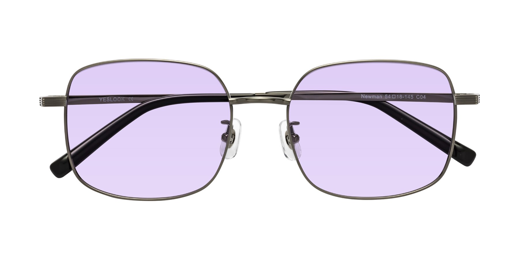 Folded Front of Newman in Gunmetal with Light Purple Tinted Lenses
