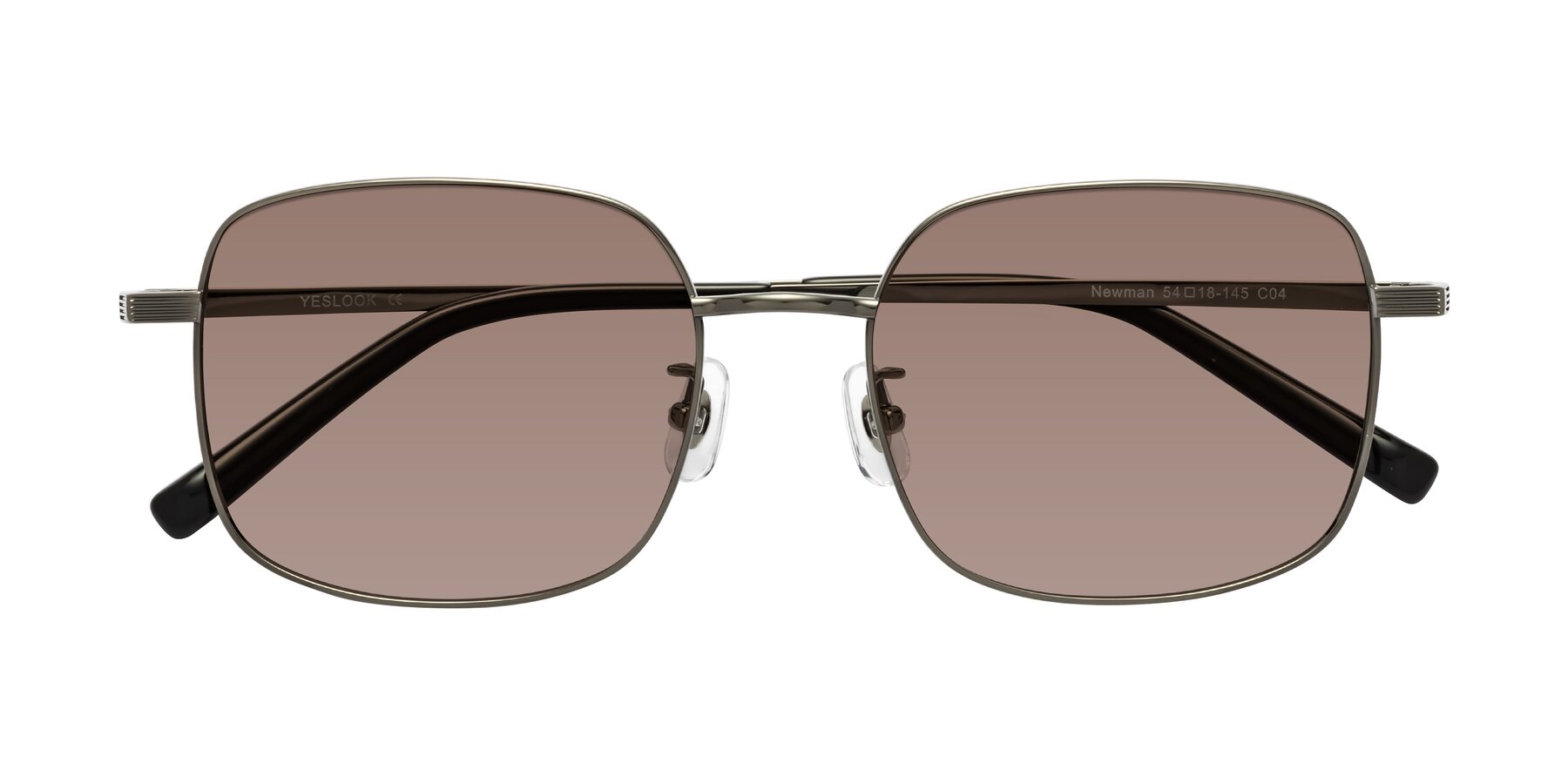 Folded Front of Newman in Gunmetal with Medium Brown Tinted Lenses