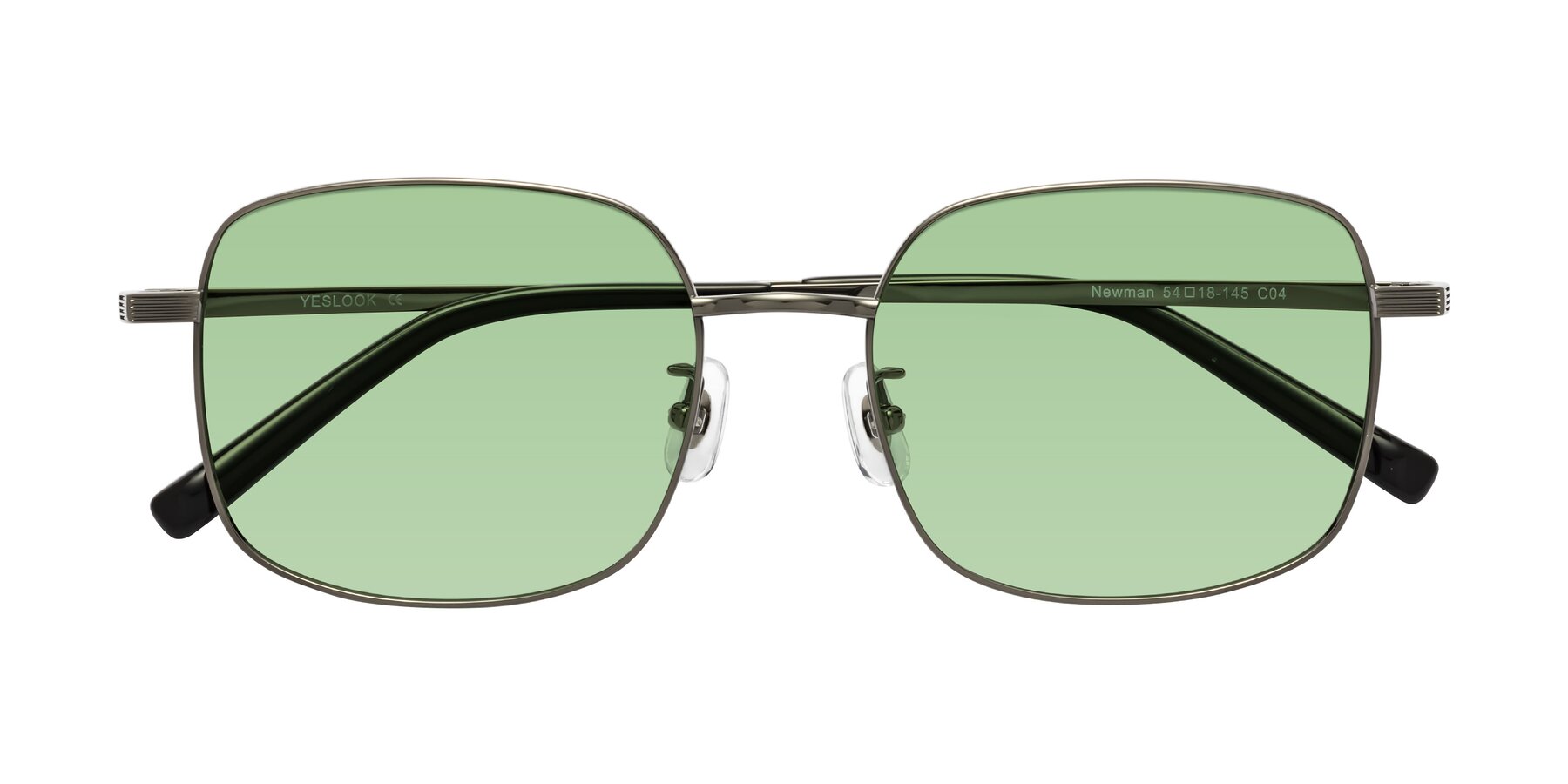 Folded Front of Newman in Gunmetal with Medium Green Tinted Lenses