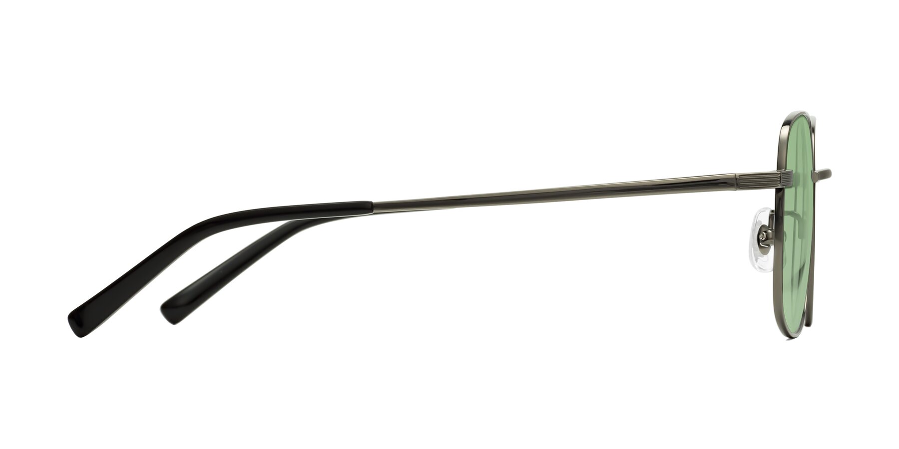Side of Newman in Gunmetal with Medium Green Tinted Lenses