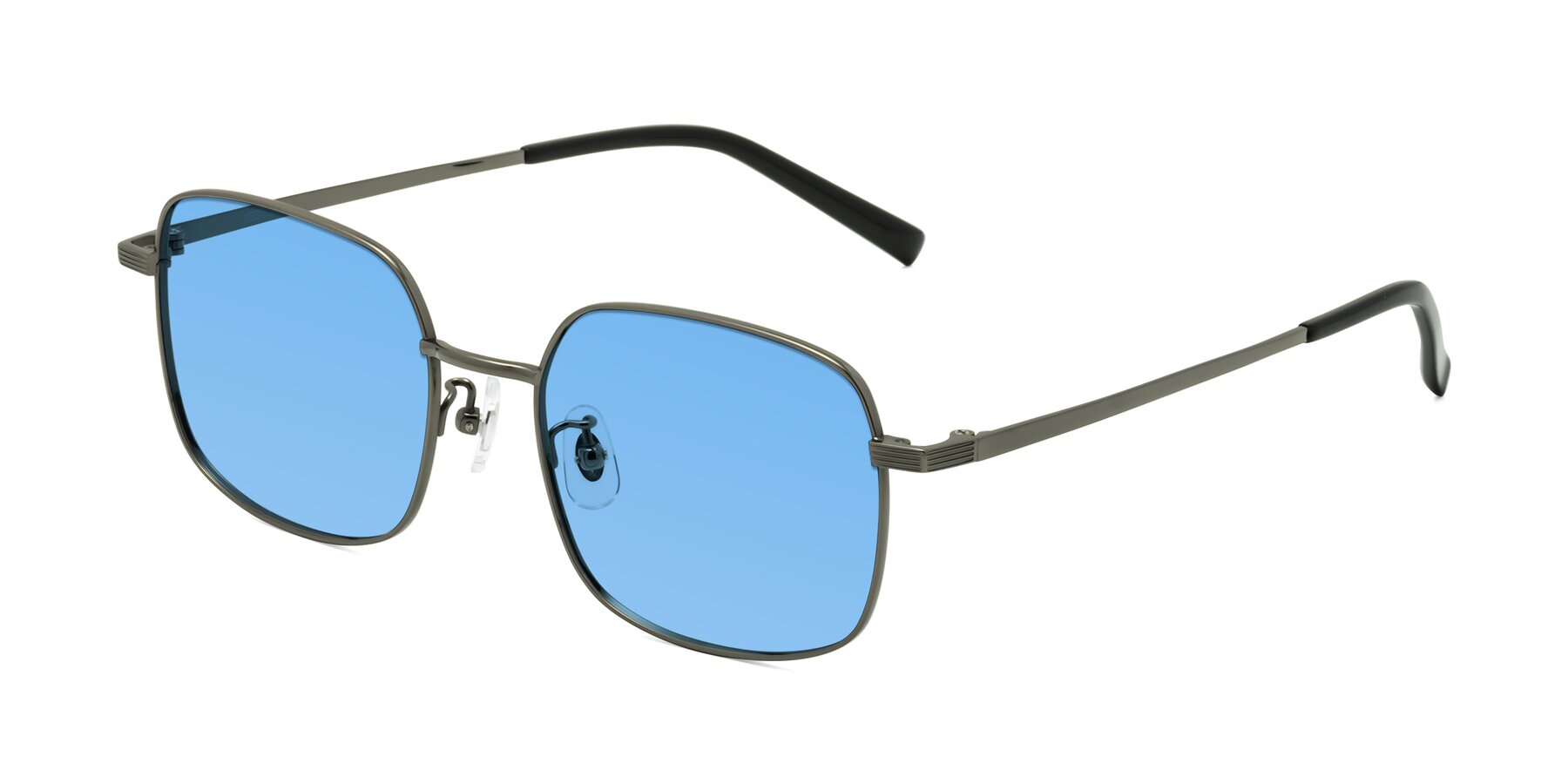Angle of Newman in Gunmetal with Medium Blue Tinted Lenses