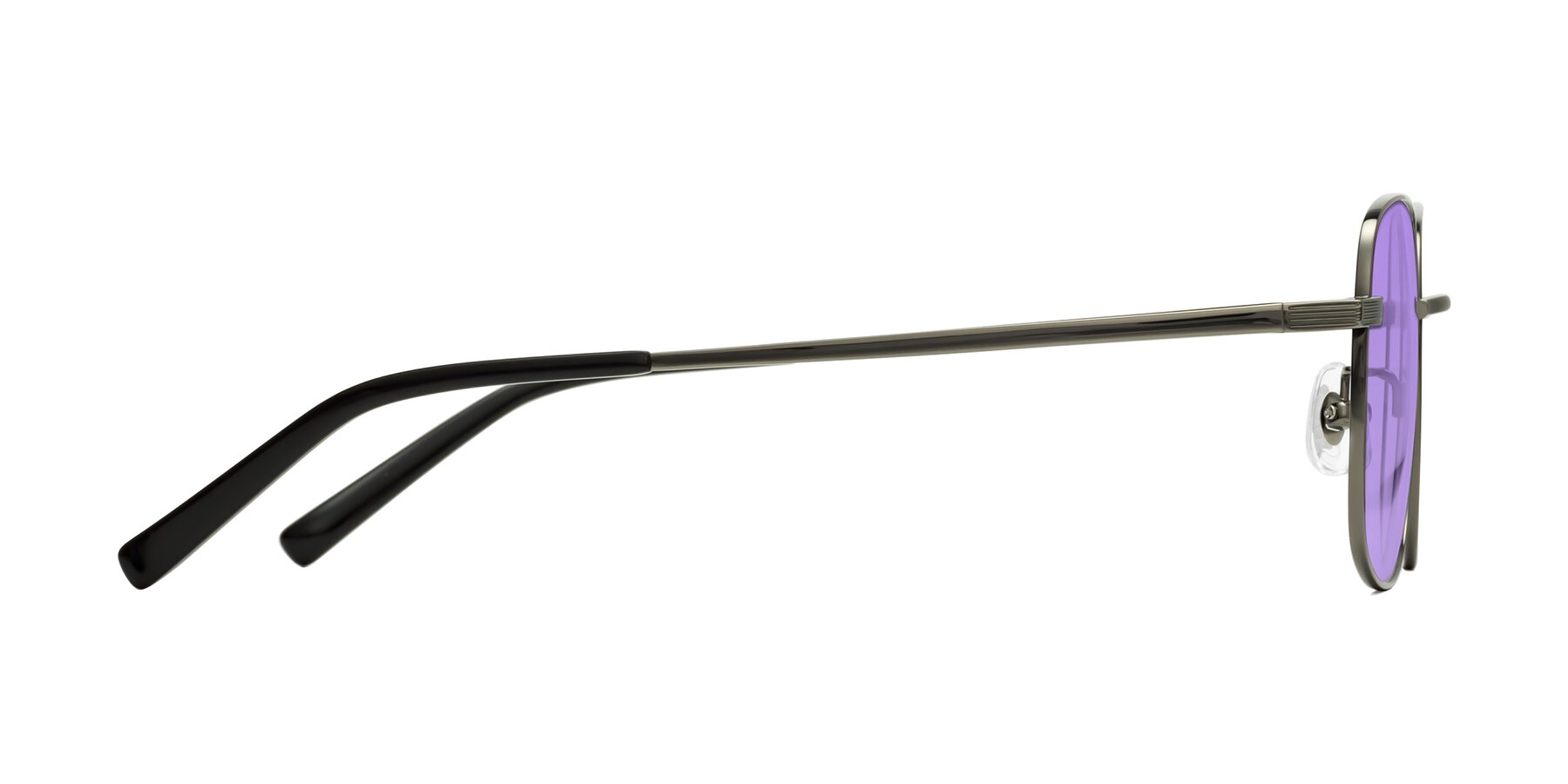 Side of Newman in Gunmetal with Medium Purple Tinted Lenses