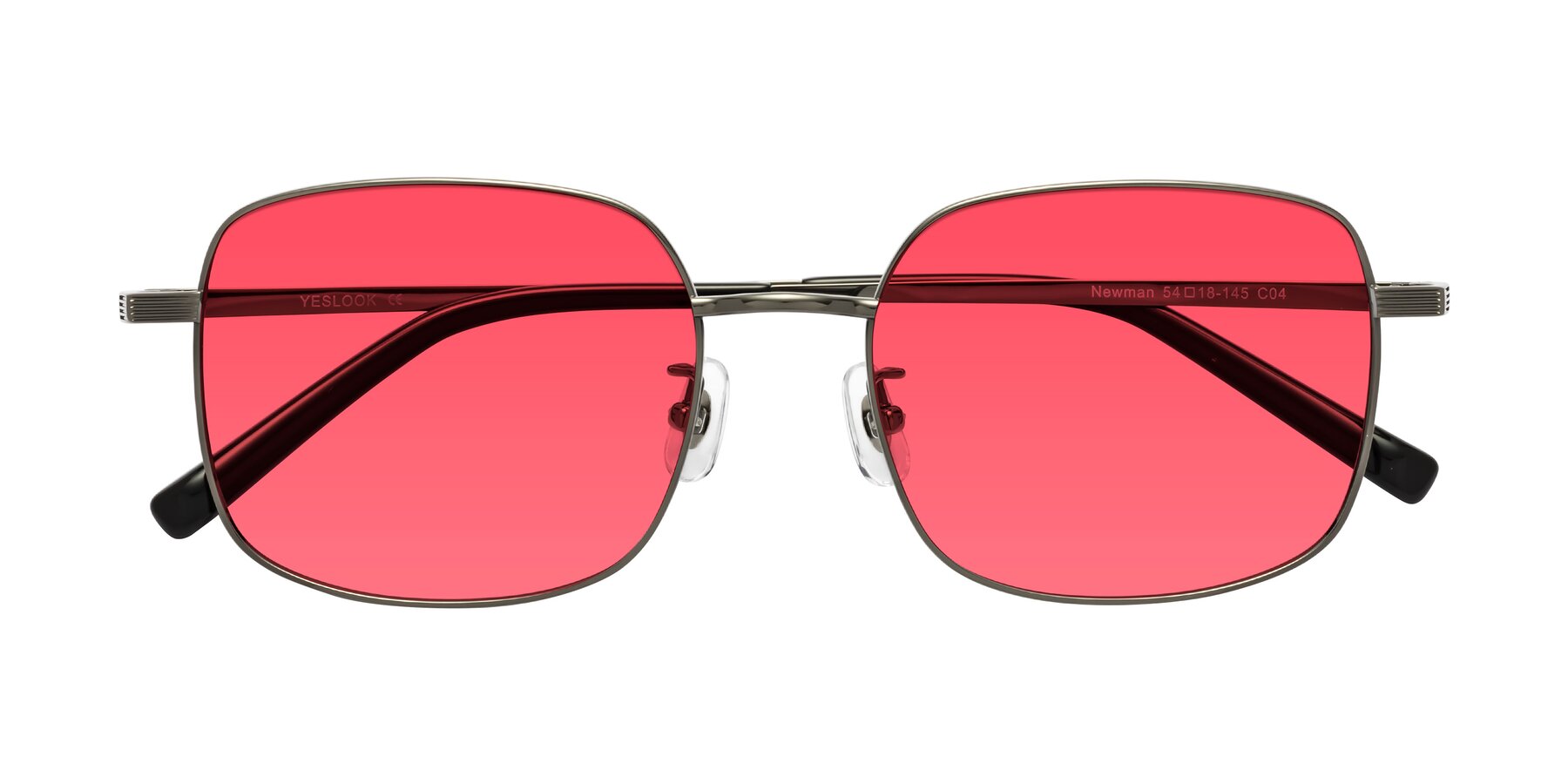 Folded Front of Newman in Gunmetal with Red Tinted Lenses