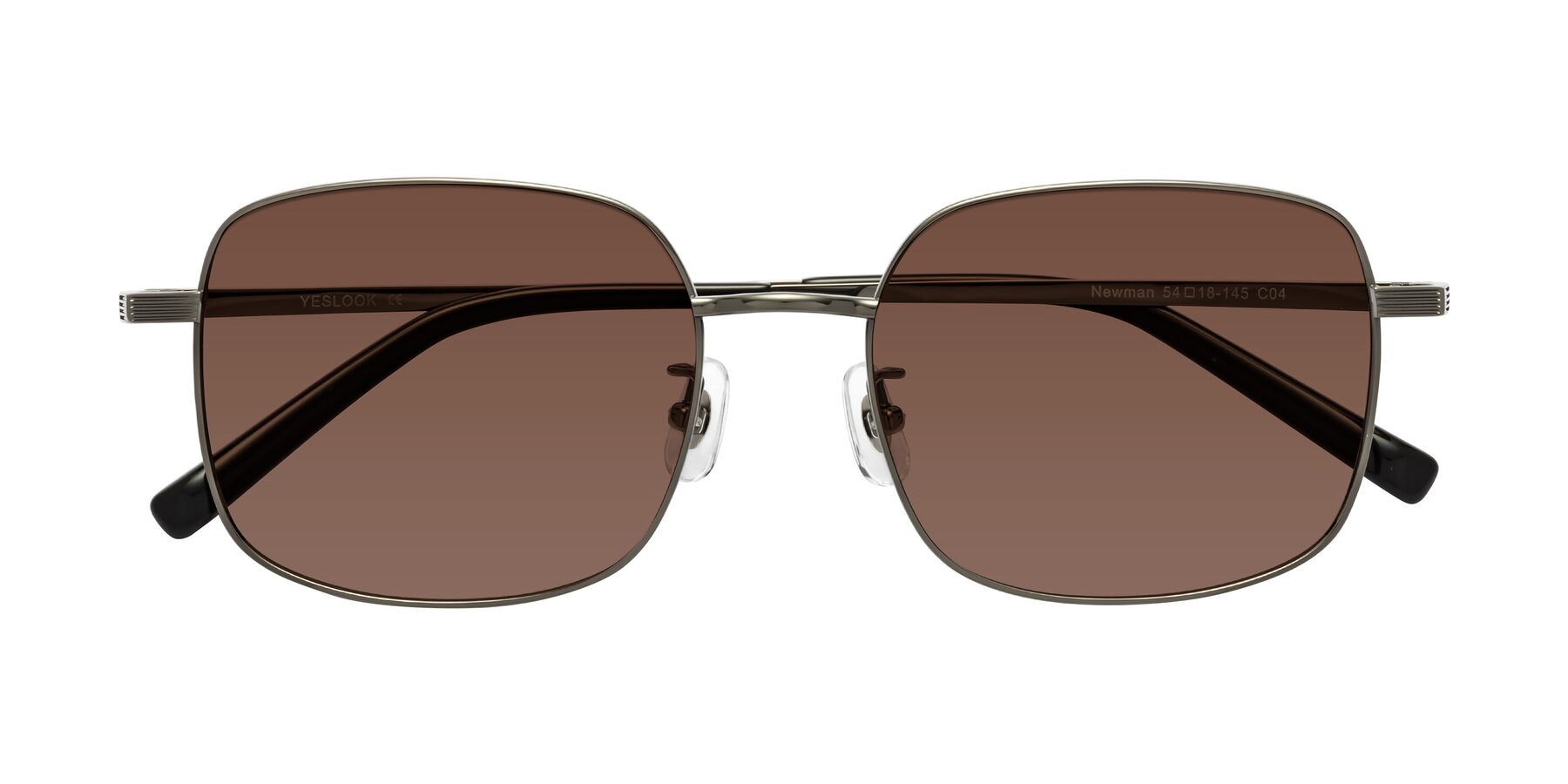 Folded Front of Newman in Gunmetal with Brown Tinted Lenses