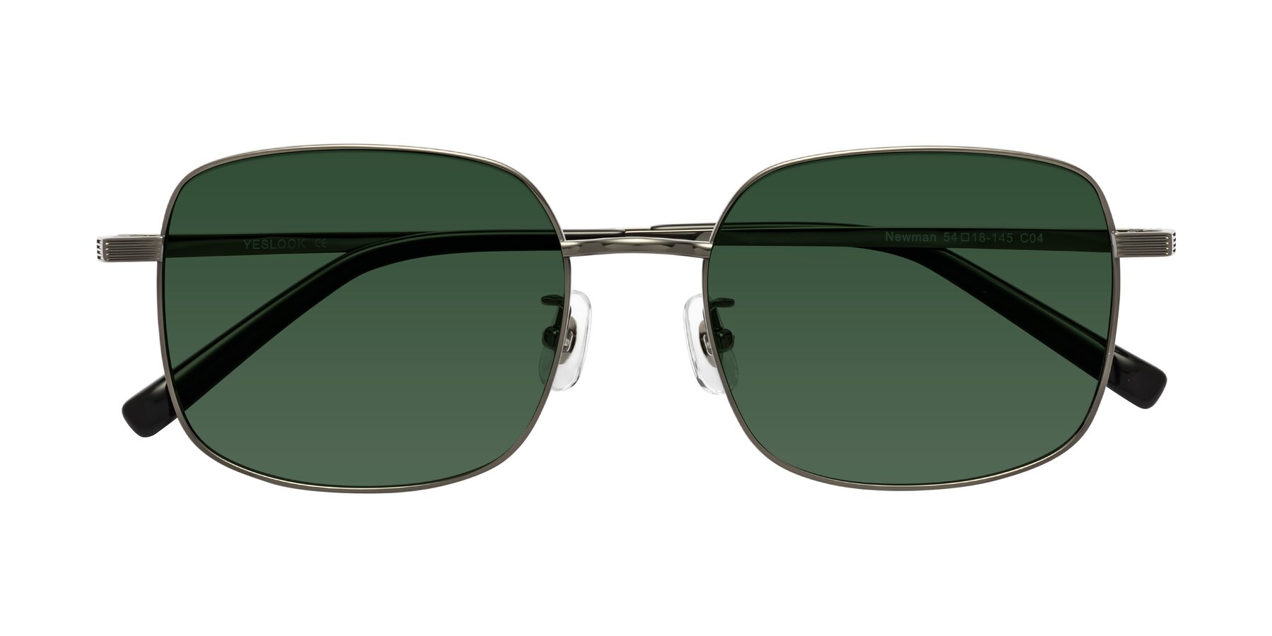 Folded Front of Newman in Gunmetal with Green Tinted Lenses