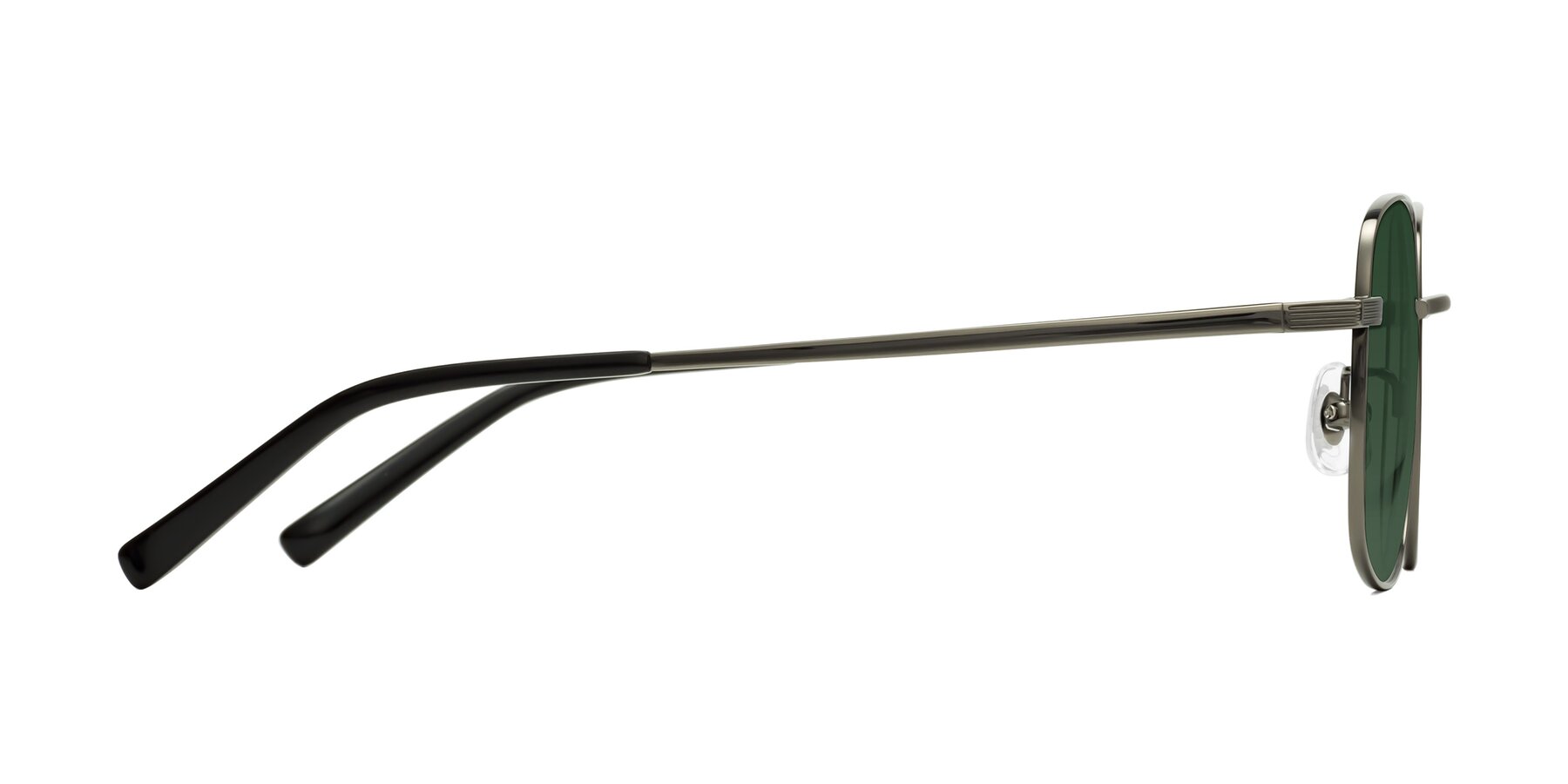 Side of Newman in Gunmetal with Green Tinted Lenses