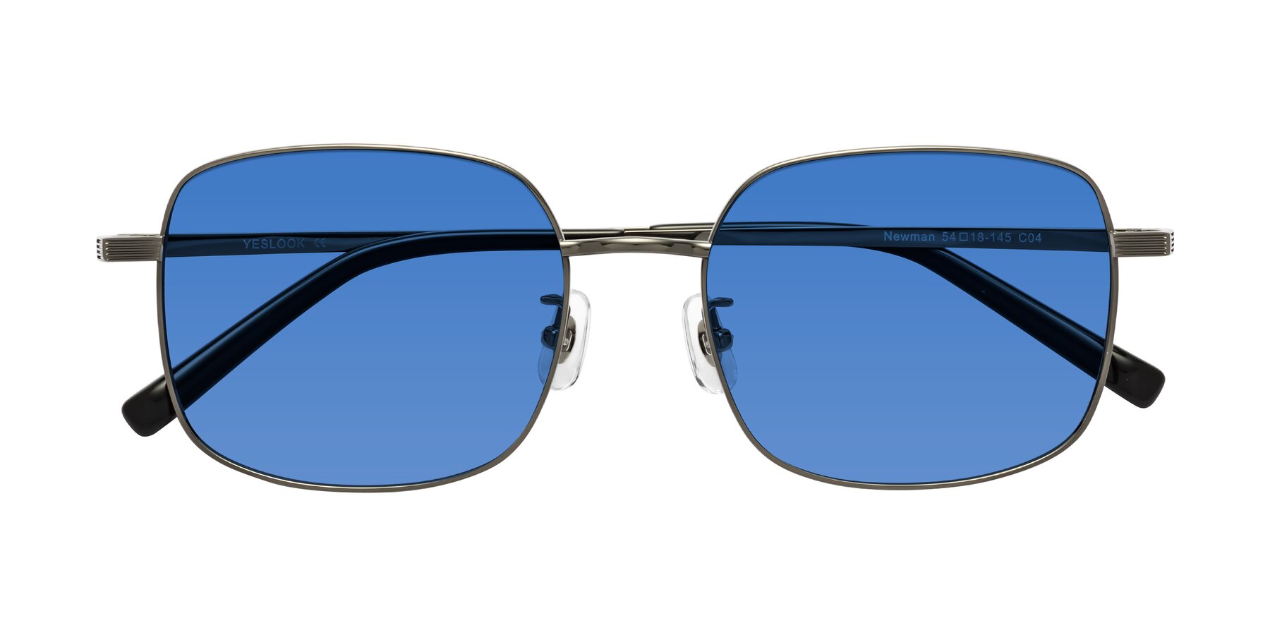 Folded Front of Newman in Gunmetal with Blue Tinted Lenses