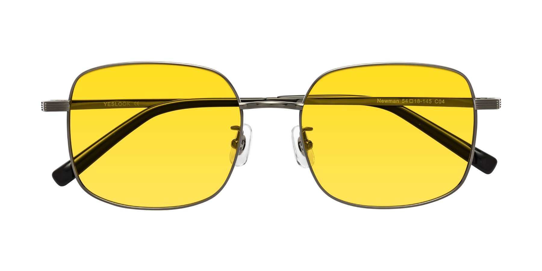 Folded Front of Newman in Gunmetal with Yellow Tinted Lenses