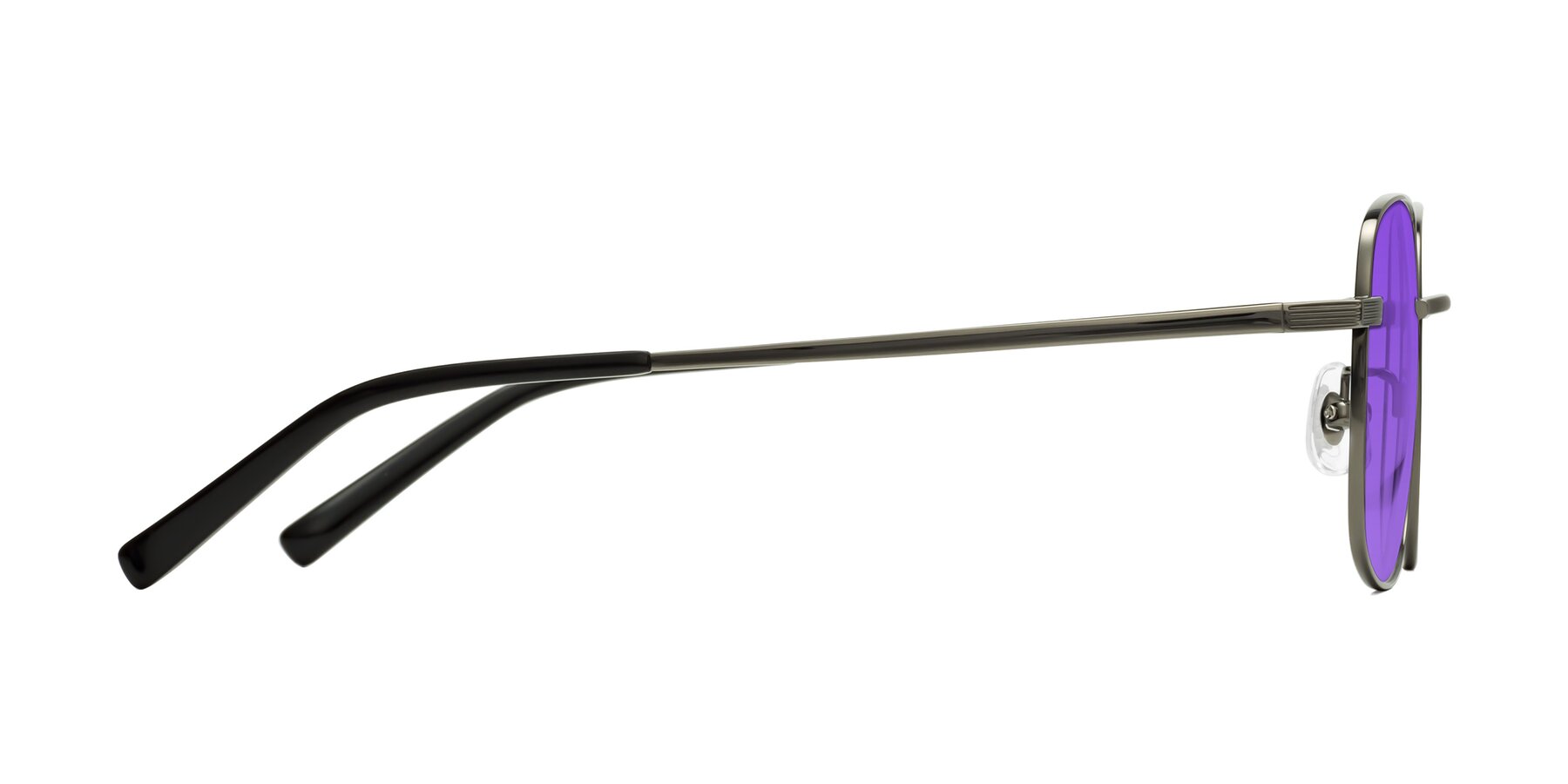 Side of Newman in Gunmetal with Purple Tinted Lenses