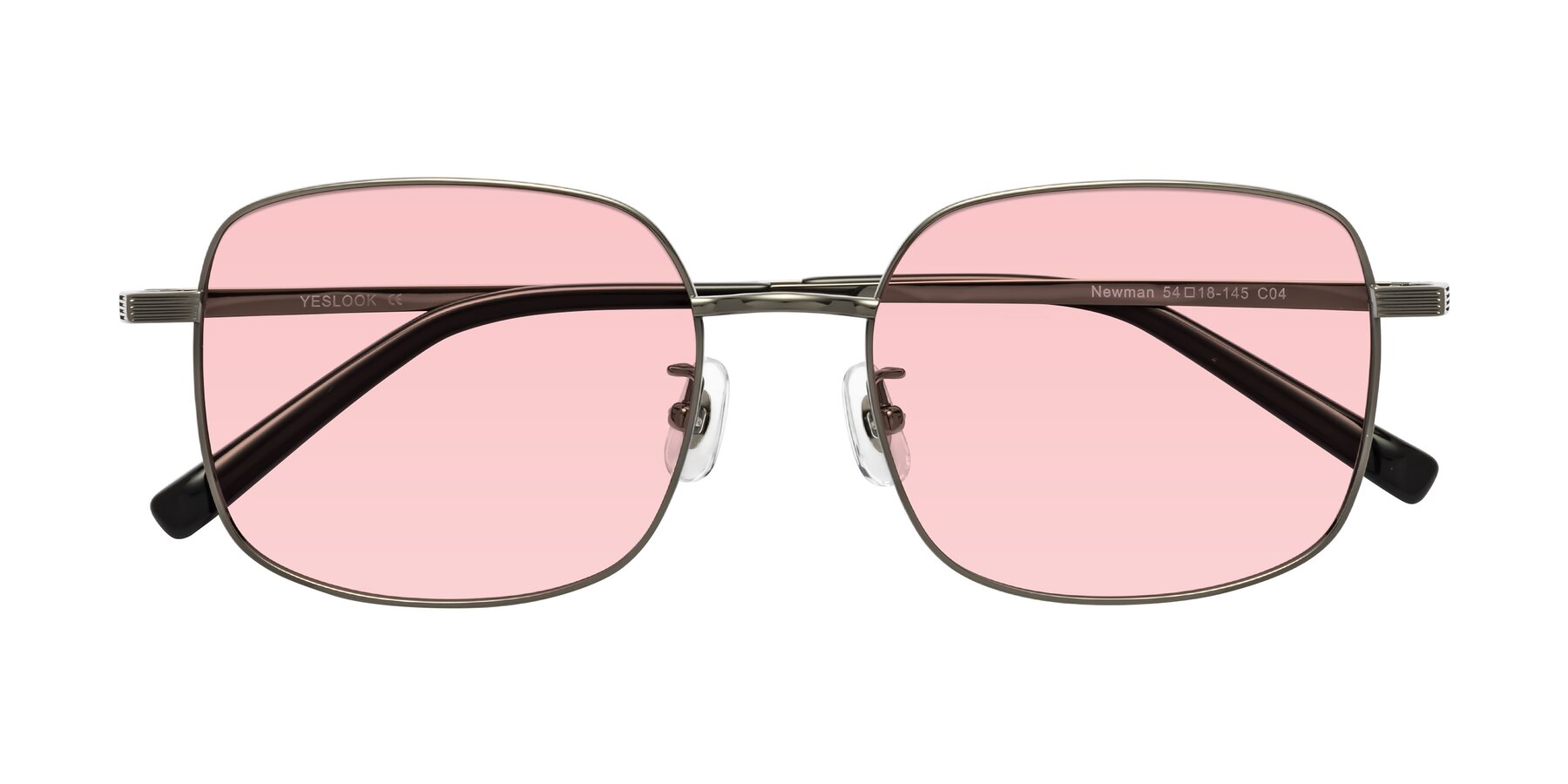 Folded Front of Newman in Gunmetal with Light Garnet Tinted Lenses
