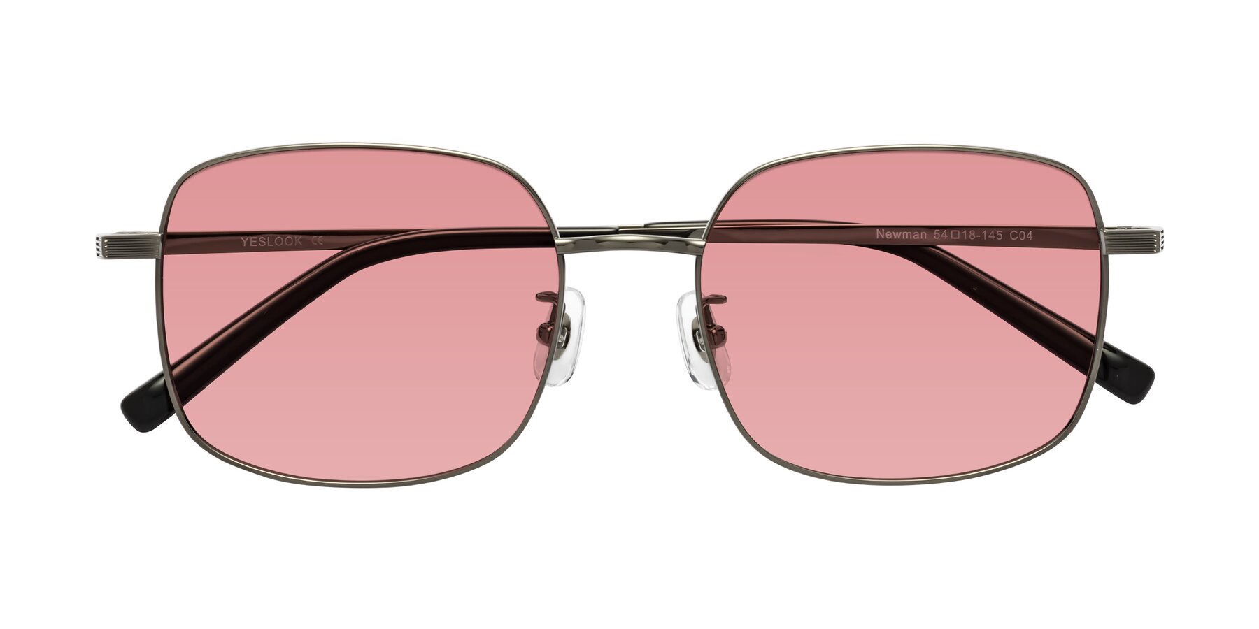 Folded Front of Newman in Gunmetal with Medium Garnet Tinted Lenses