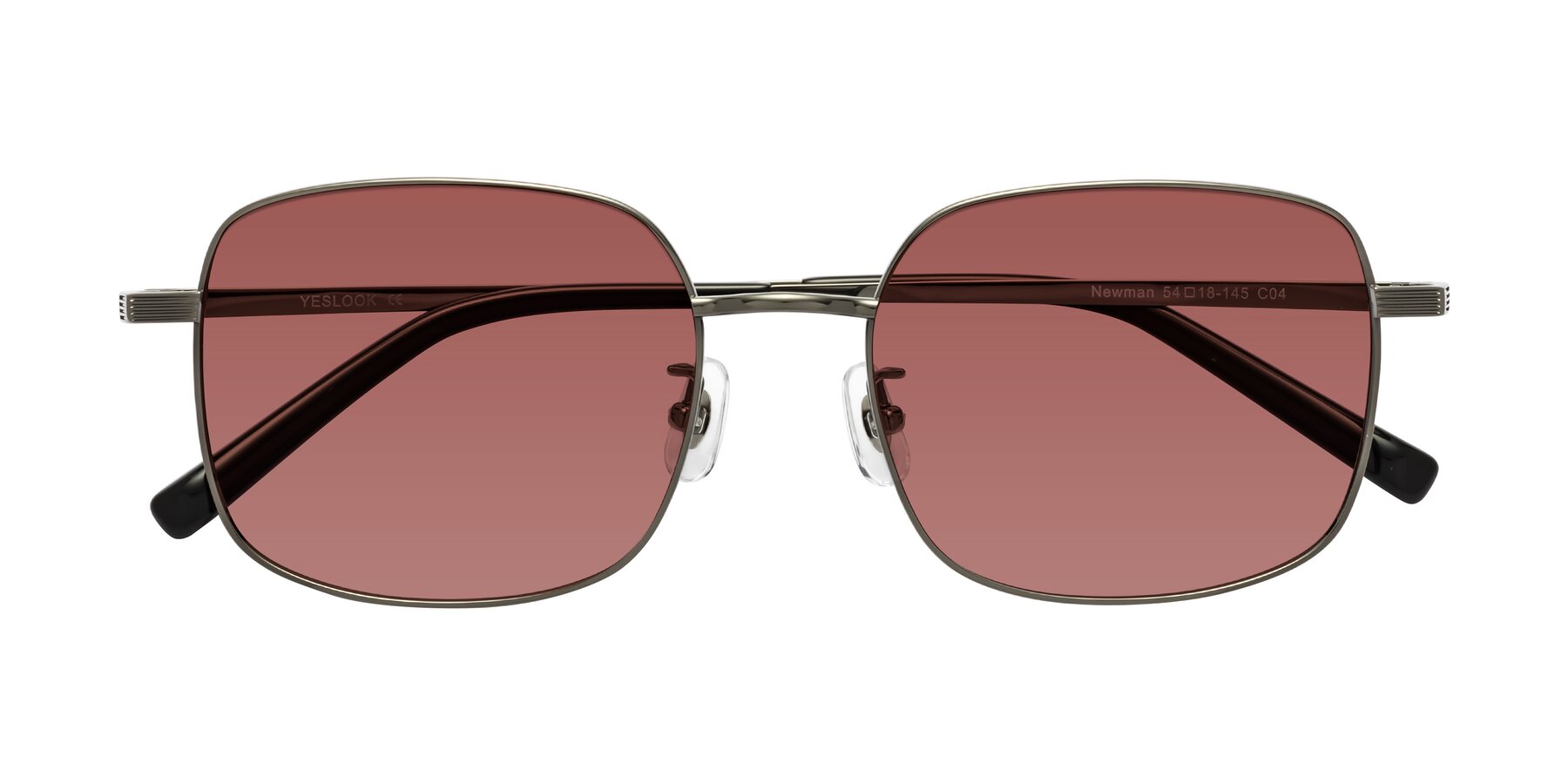Folded Front of Newman in Gunmetal with Garnet Tinted Lenses