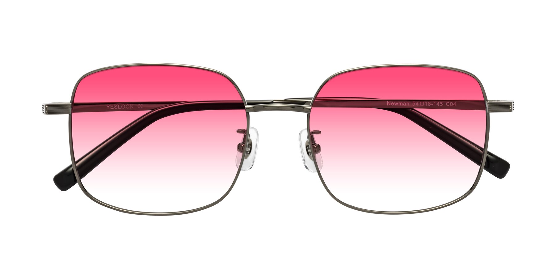 Folded Front of Newman in Gunmetal with Pink Gradient Lenses