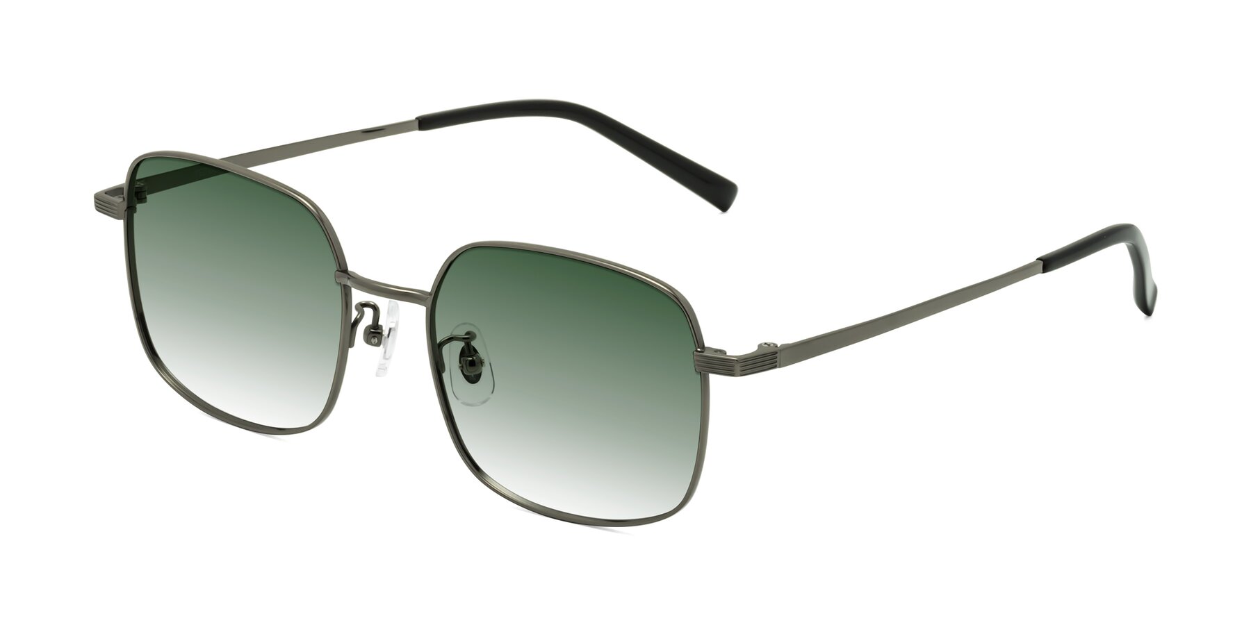 Angle of Newman in Gunmetal with Green Gradient Lenses