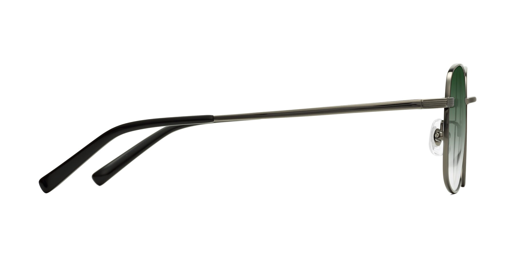 Side of Newman in Gunmetal with Green Gradient Lenses