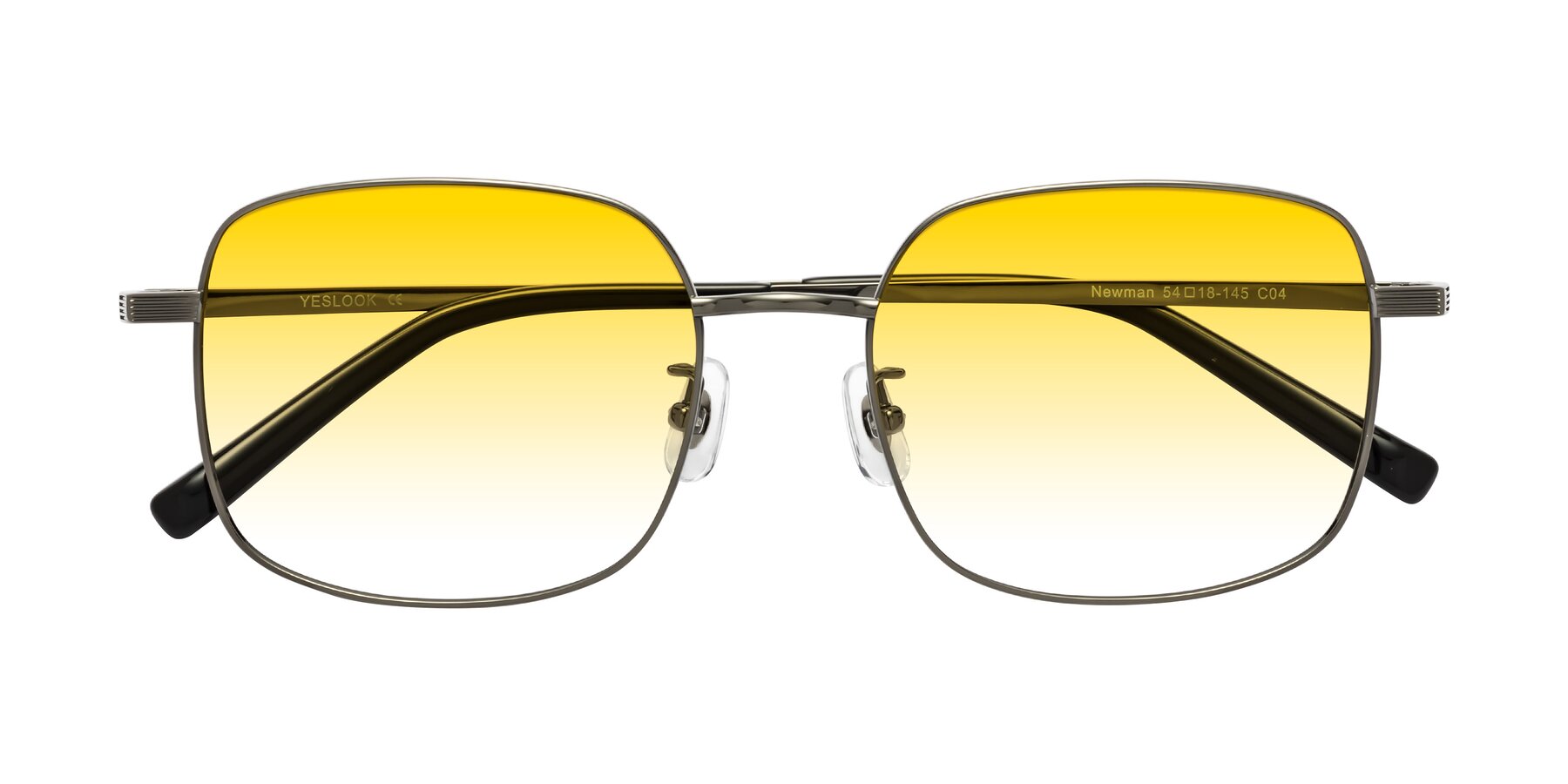 Folded Front of Newman in Gunmetal with Yellow Gradient Lenses