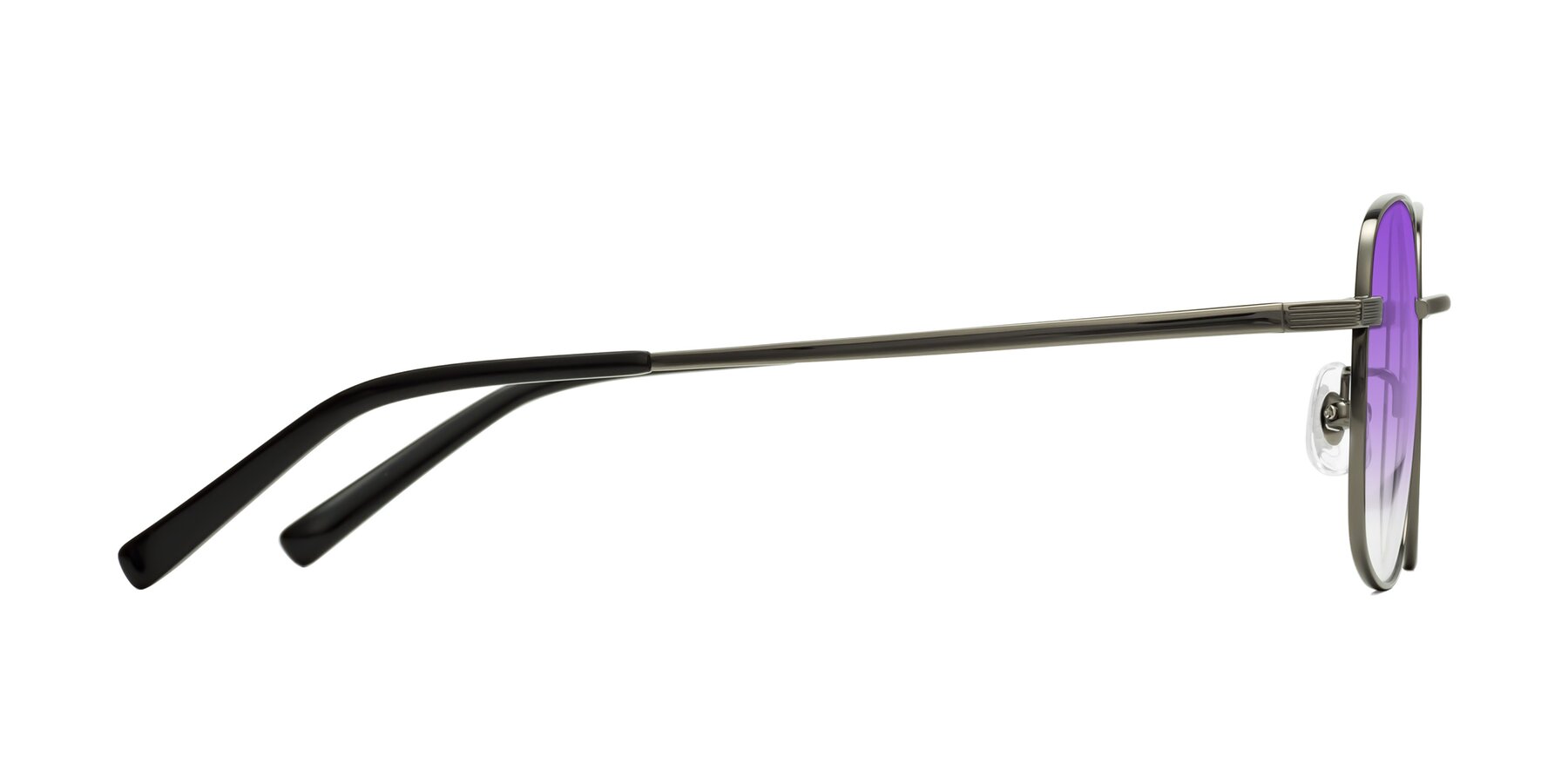Side of Newman in Gunmetal with Purple Gradient Lenses
