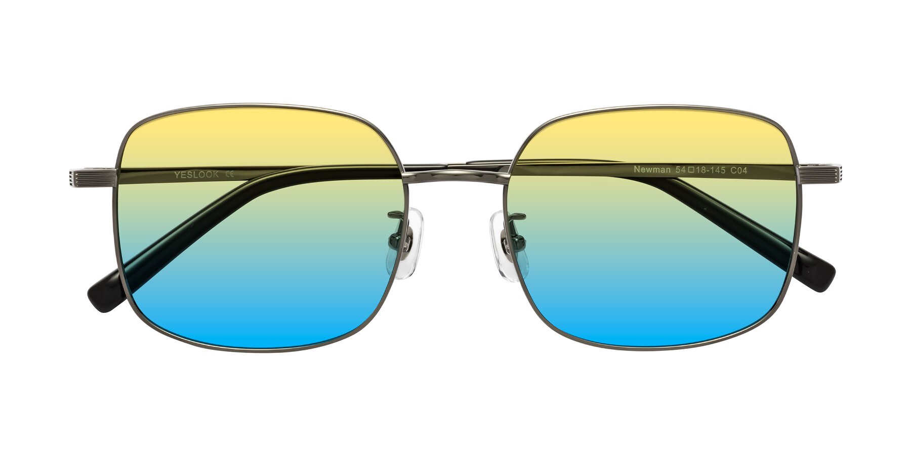Folded Front of Newman in Gunmetal with Yellow / Blue Gradient Lenses