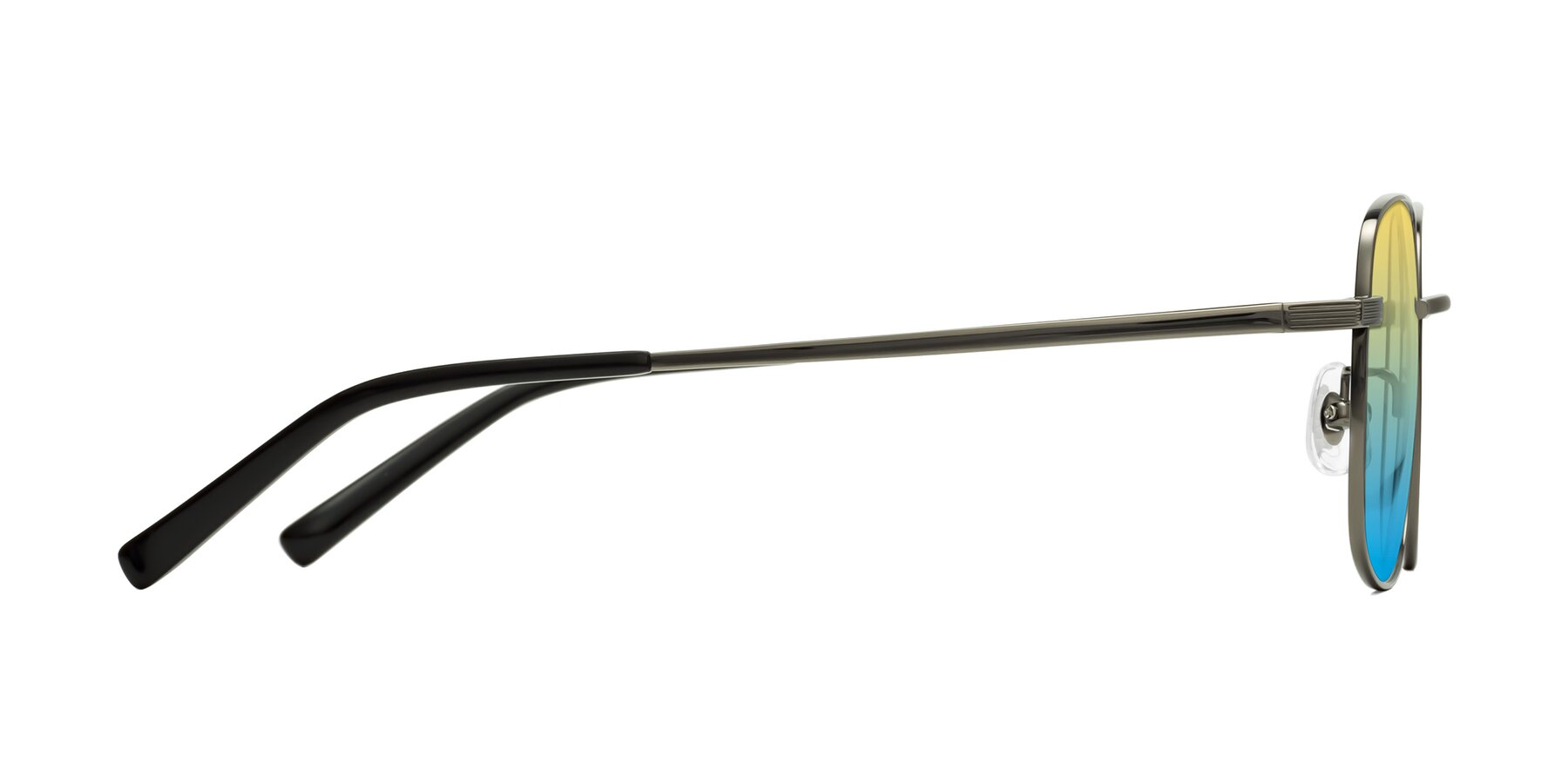 Side of Newman in Gunmetal with Yellow / Blue Gradient Lenses