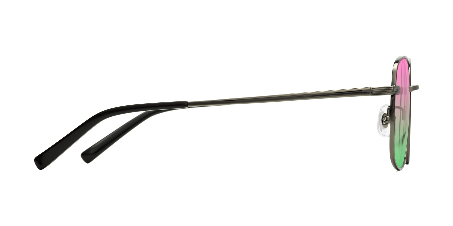 Side of Newman in Gunmetal with Pink / Green Gradient Lenses