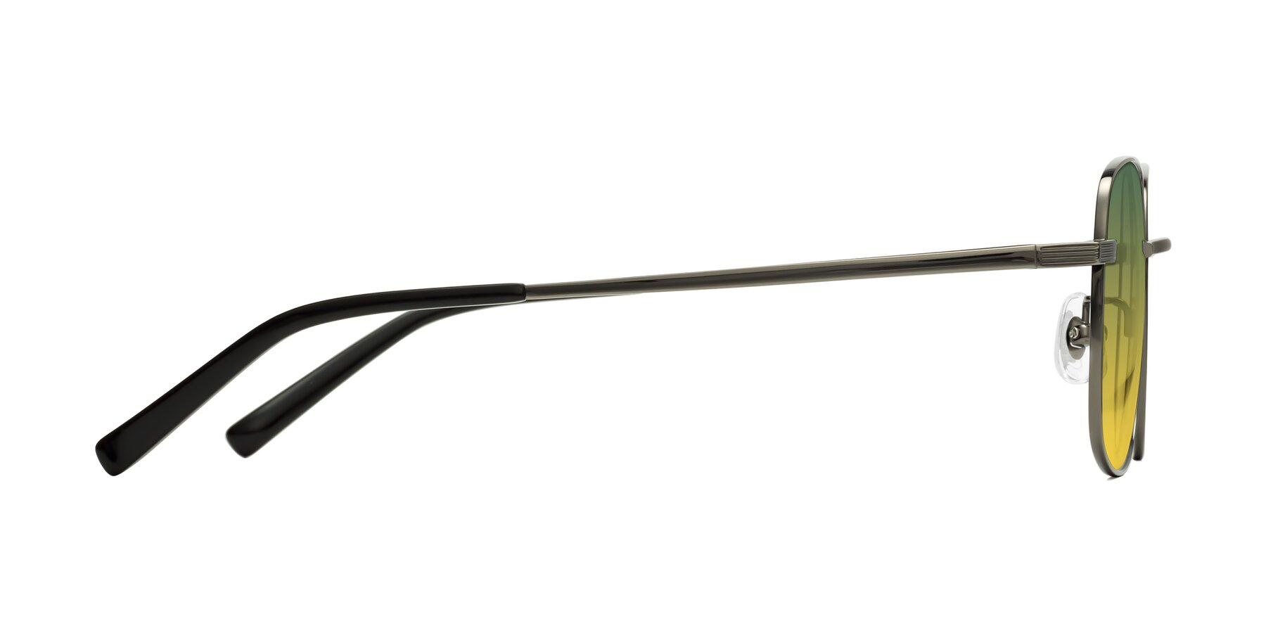 Side of Newman in Gunmetal with Green / Yellow Gradient Lenses